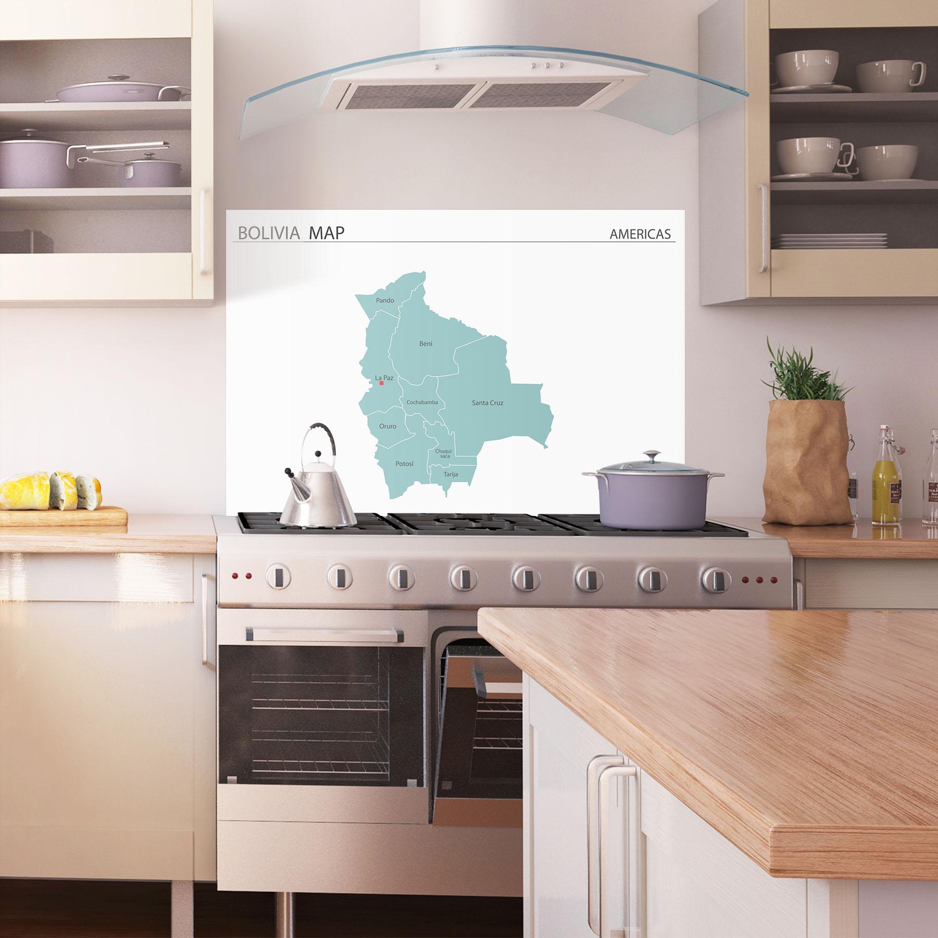 Panel Szklany do Kuchni Bolivia Map mockup 1