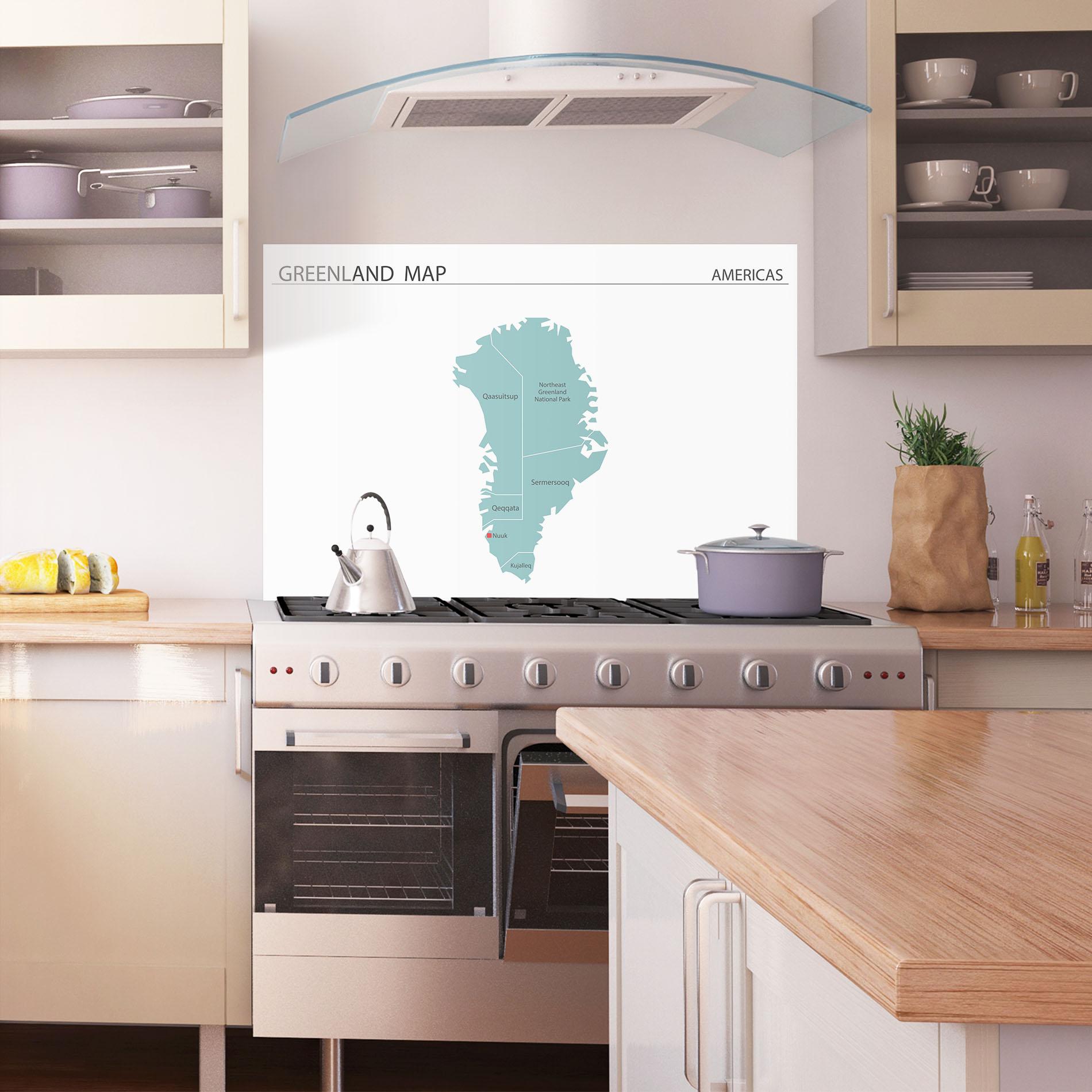 Panel Szklany do Kuchni Greenland Map mockup 1