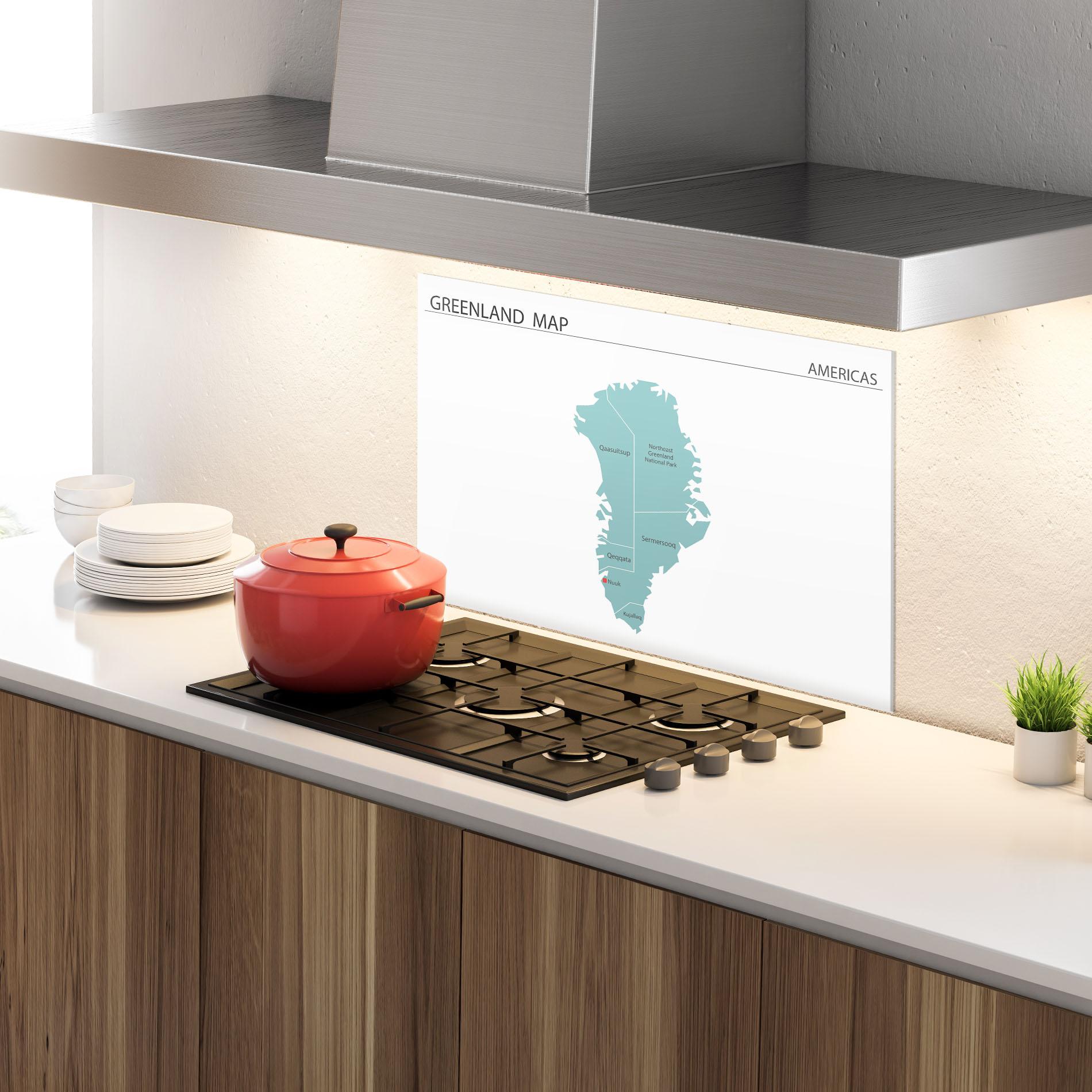 Panel Szklany do Kuchni Greenland Map mockup 4