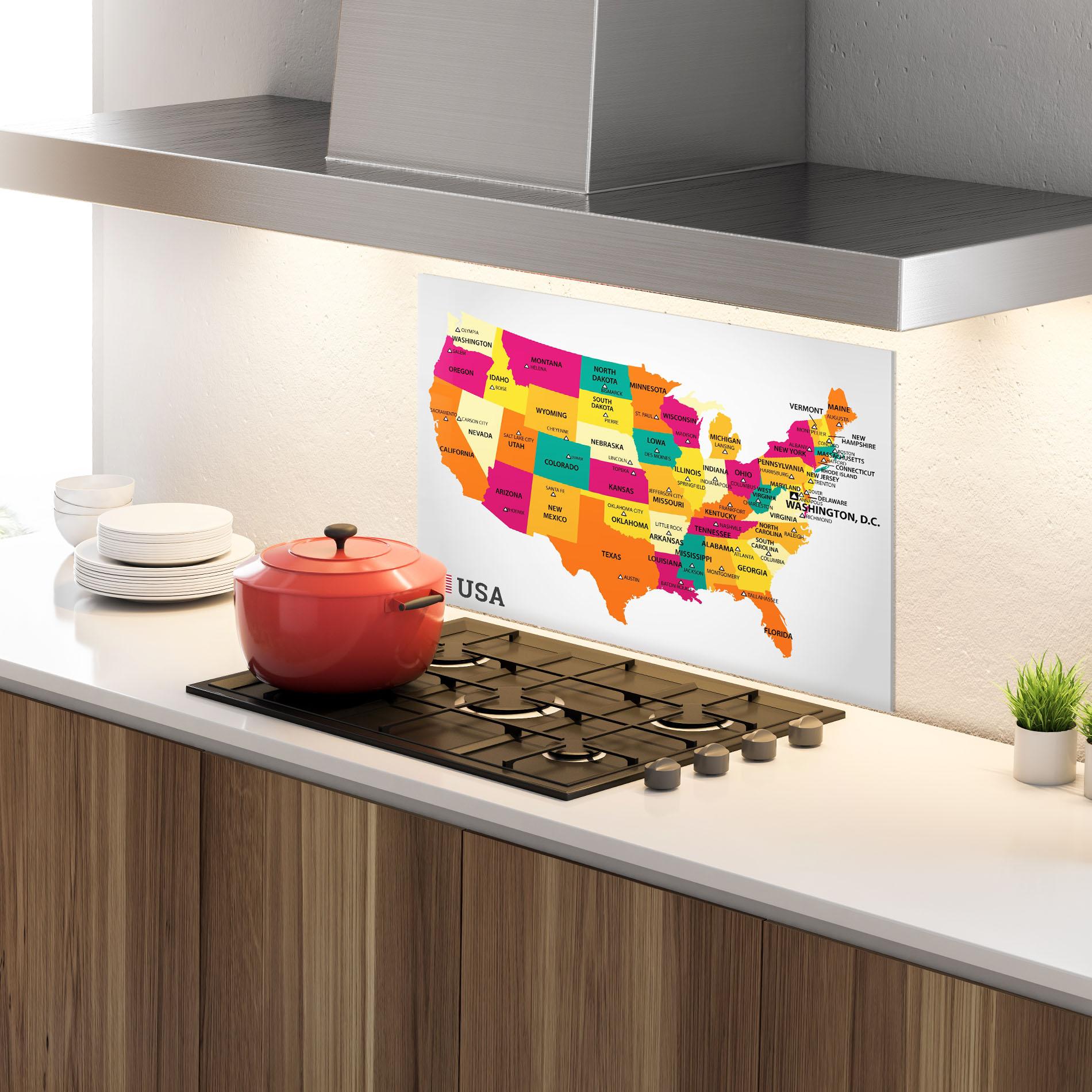 Panel Szklany do Kuchni Usa Map mockup 4