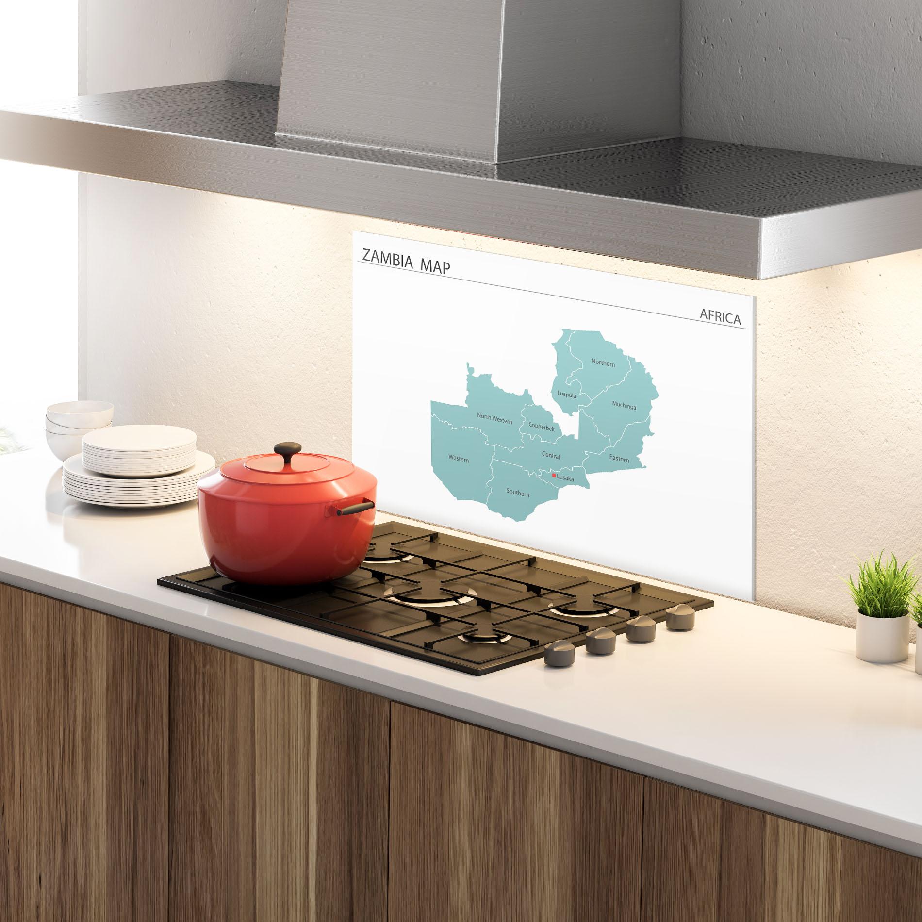 Panel Szklany do Kuchni Zambia Map mockup 4