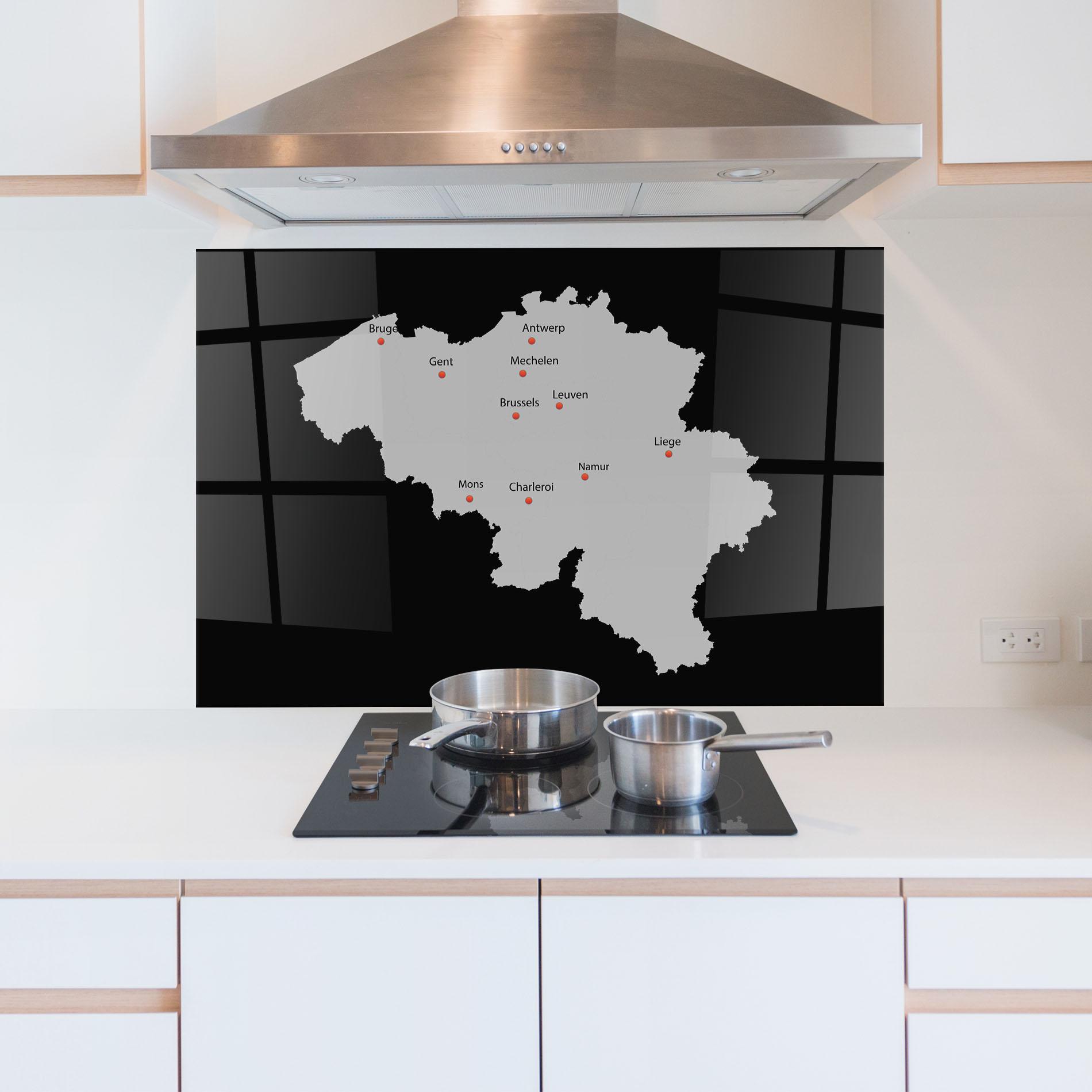 Panel Szklany do Kuchni Belgium Map mockup 5