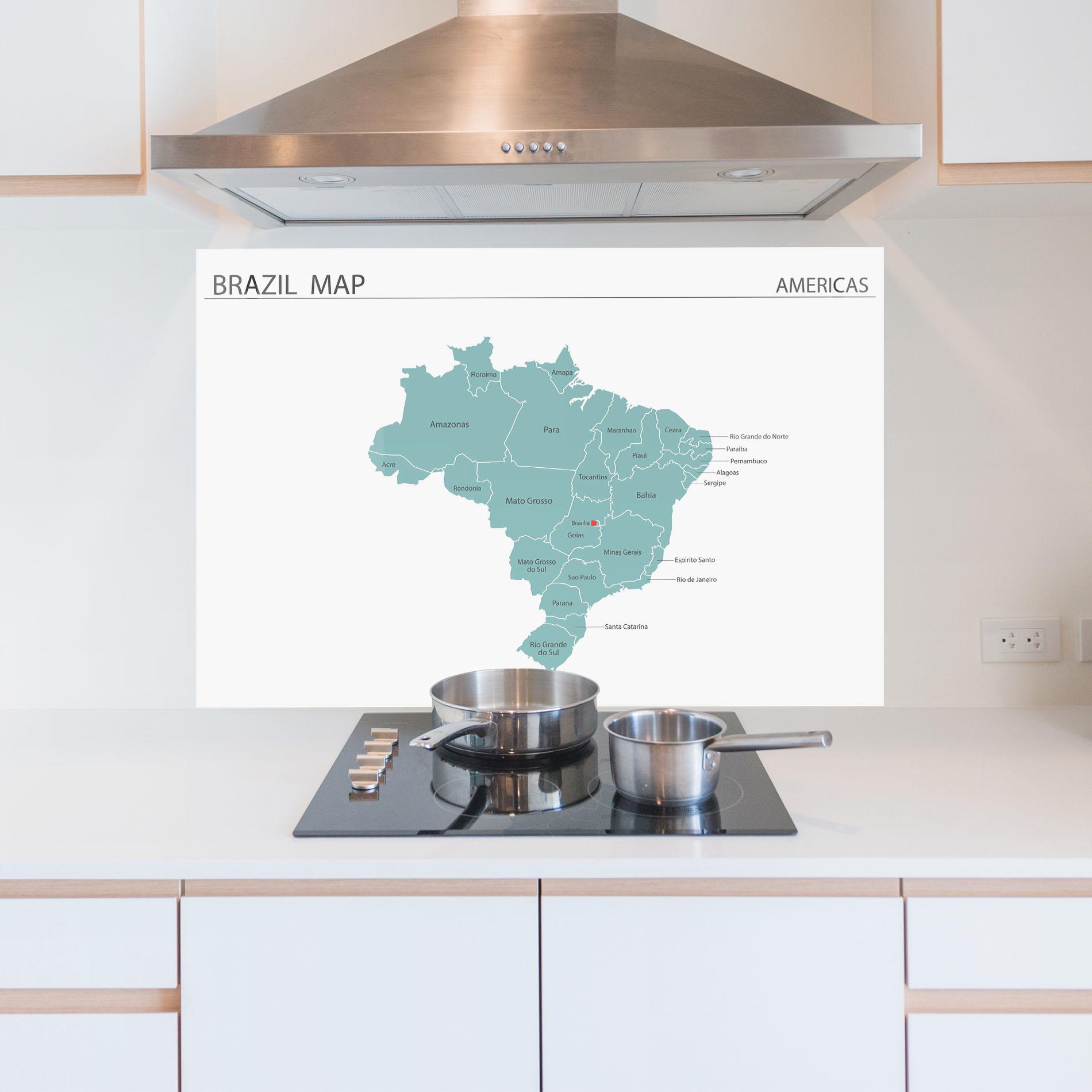 Panel Szklany do Kuchni Brazil Map mockup 5