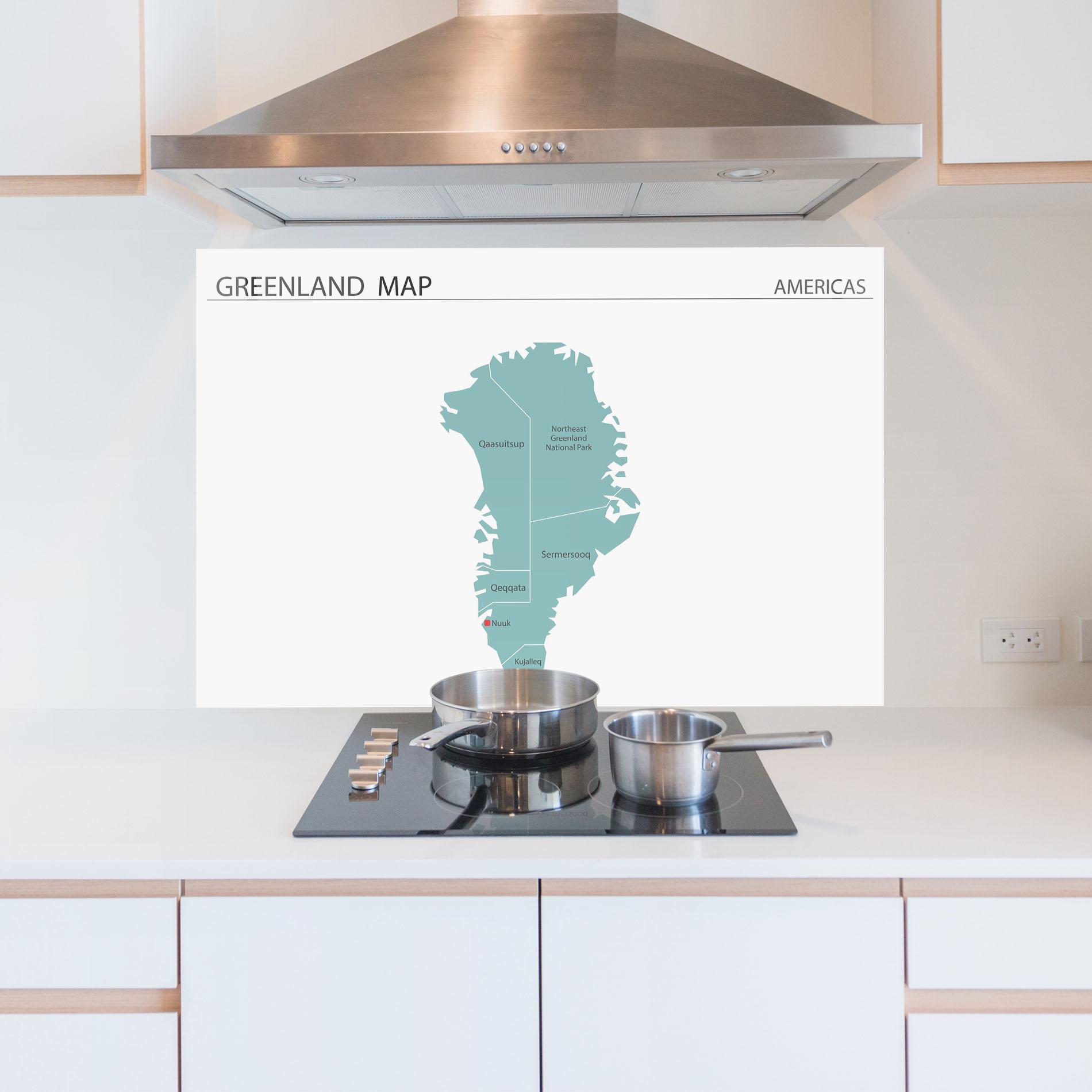 Panel Szklany do Kuchni Greenland Map mockup 5