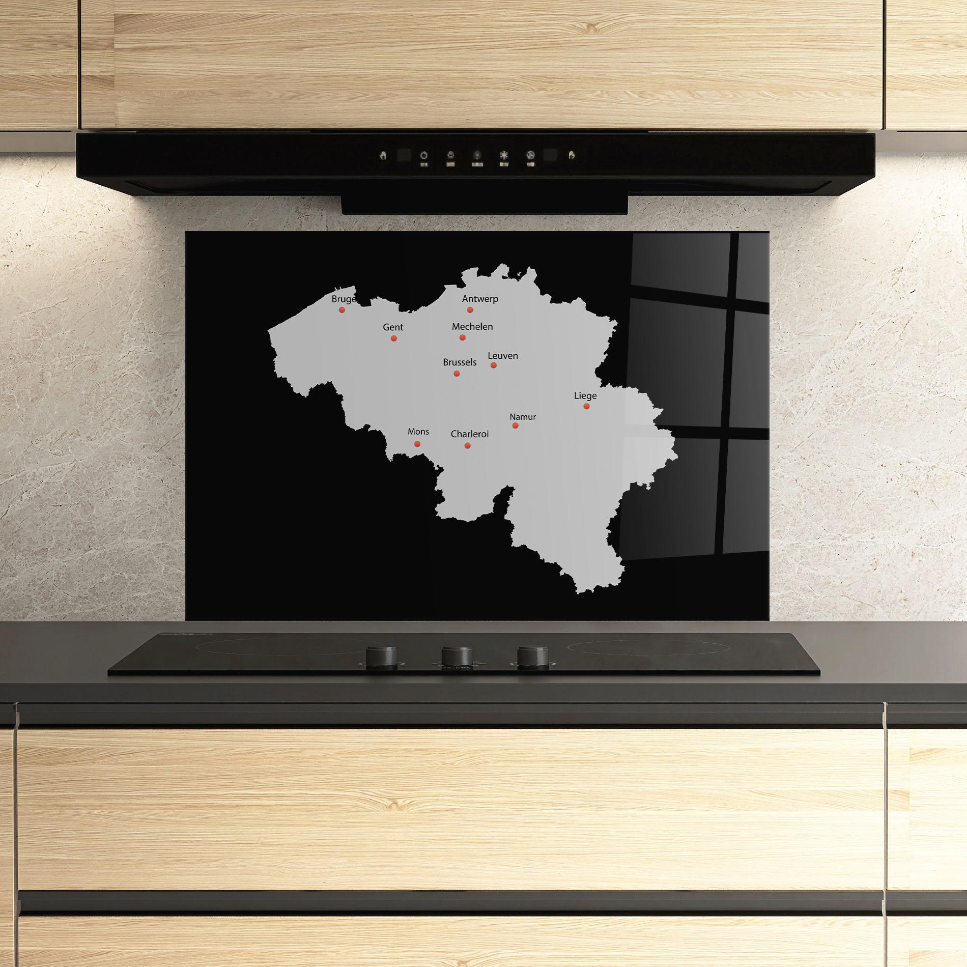 Panel Szklany do Kuchni Belgium Map mockup 3