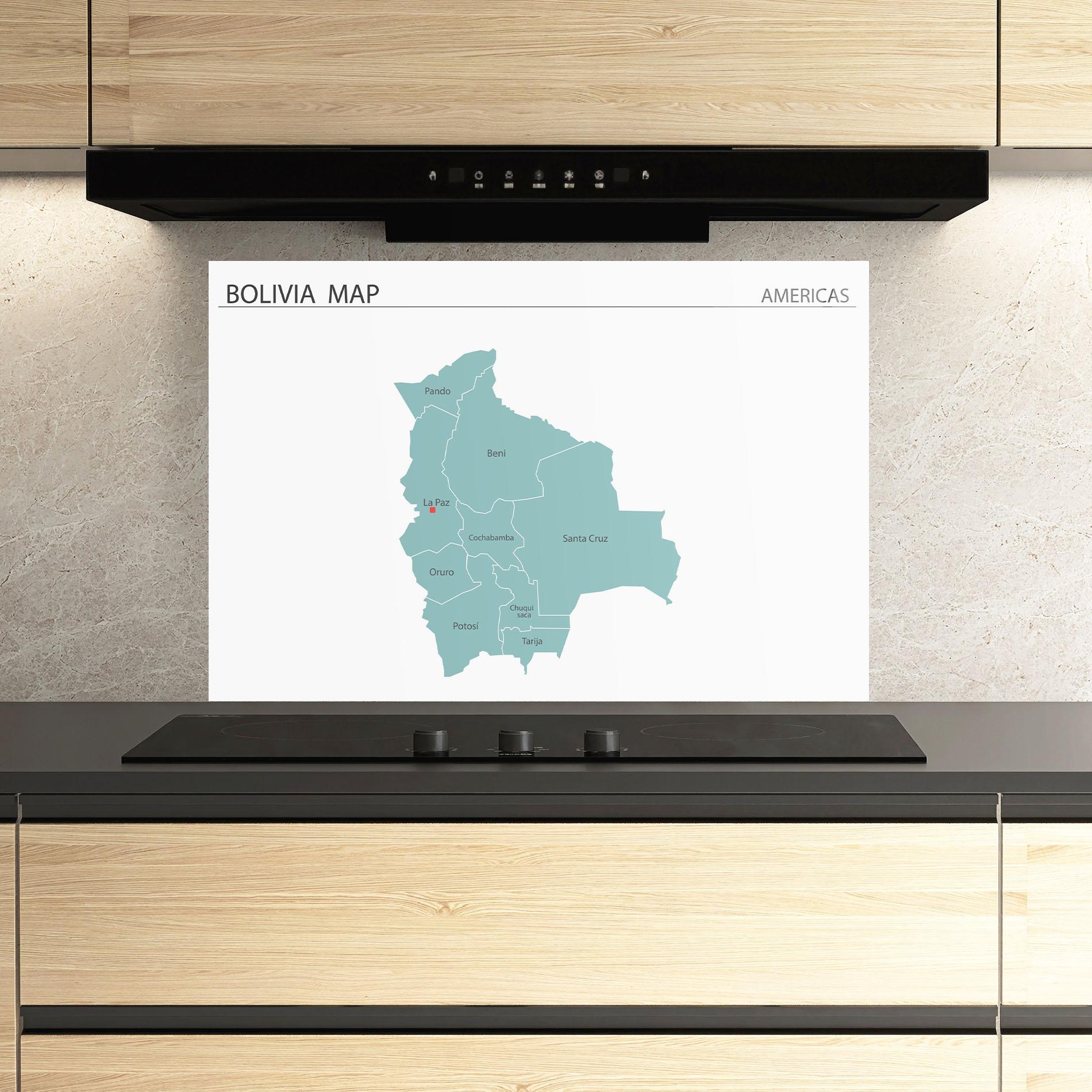Panel Szklany do Kuchni Bolivia Map mockup 3