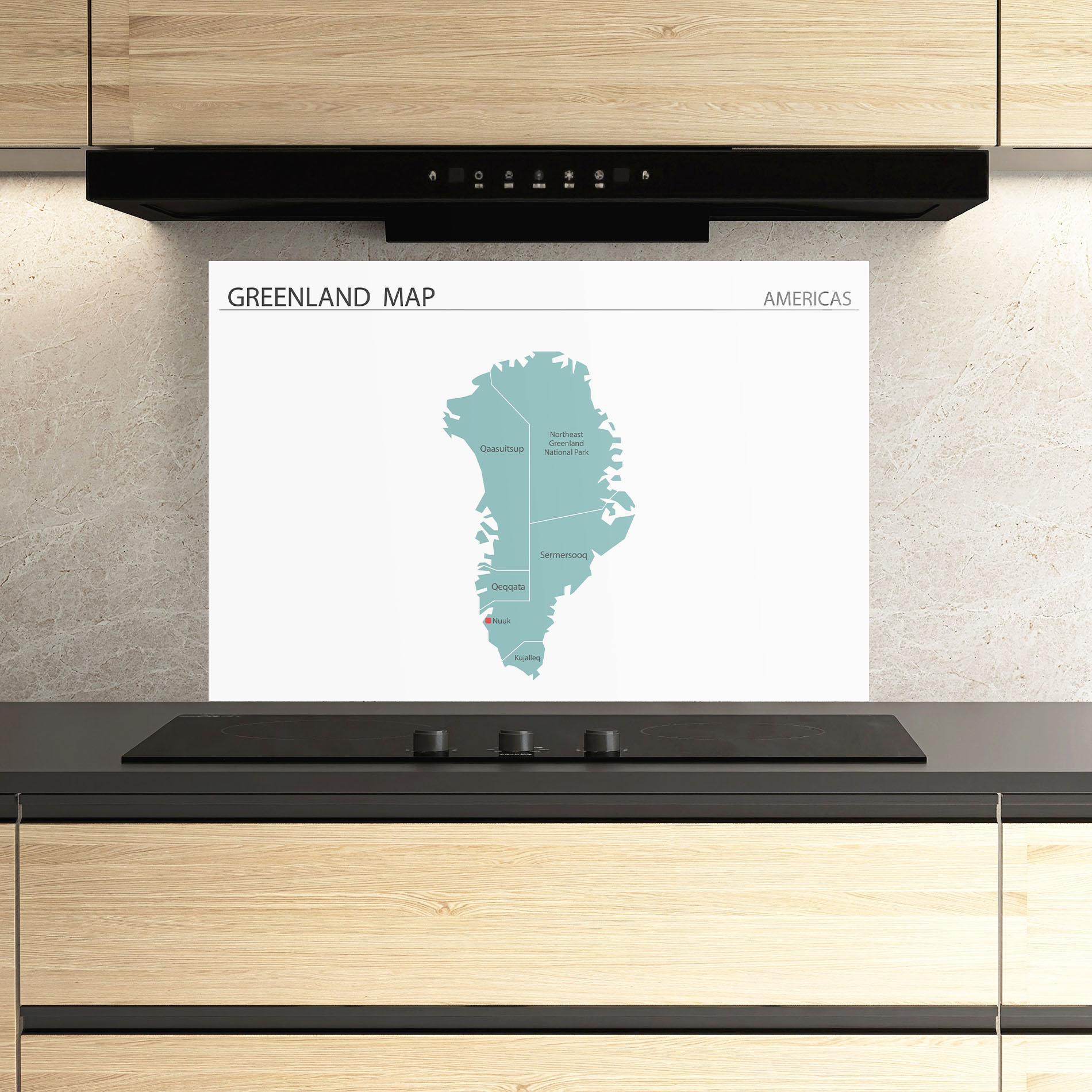 Panel Szklany do Kuchni Greenland Map mockup 3