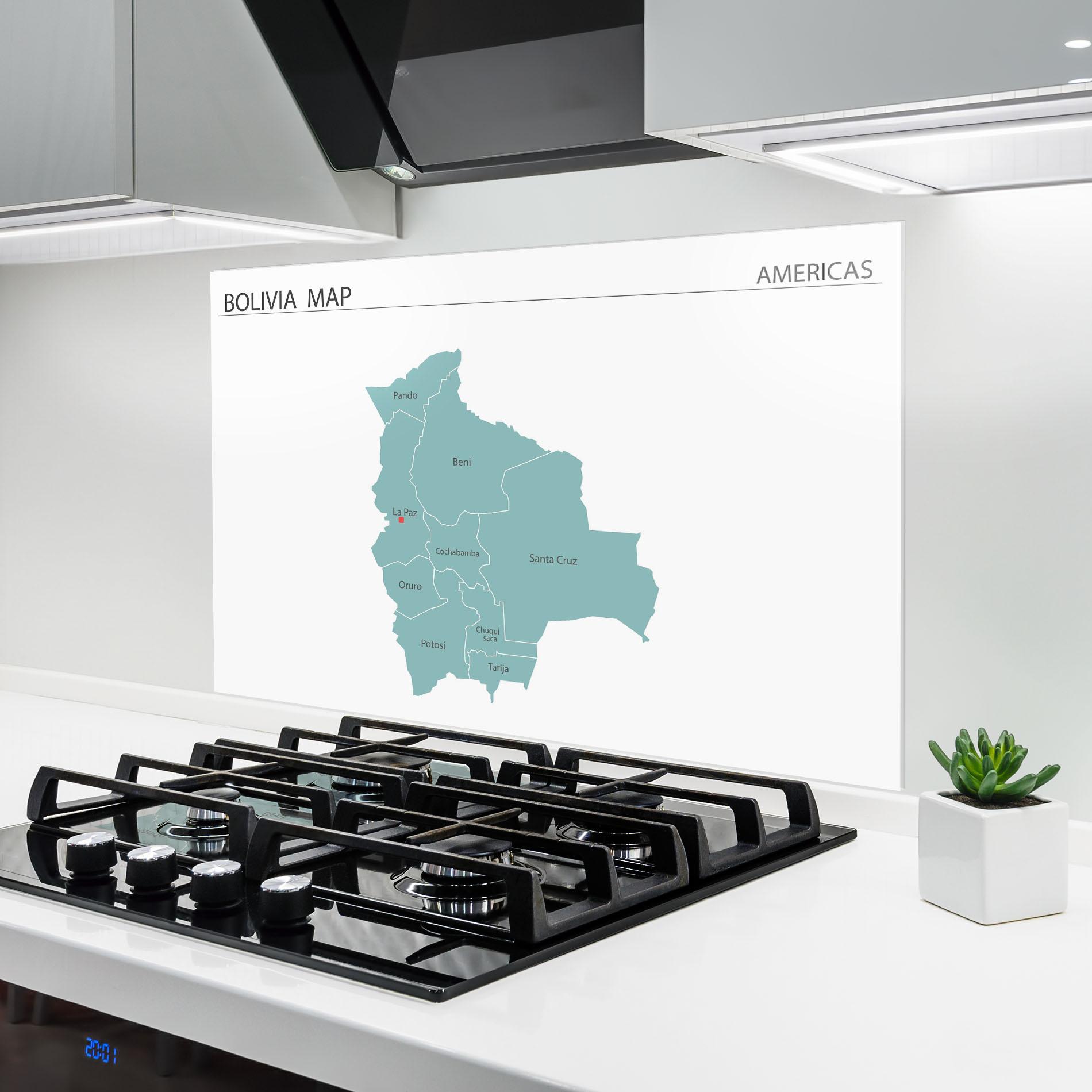 Panel Szklany do Kuchni Bolivia Map mockup 6