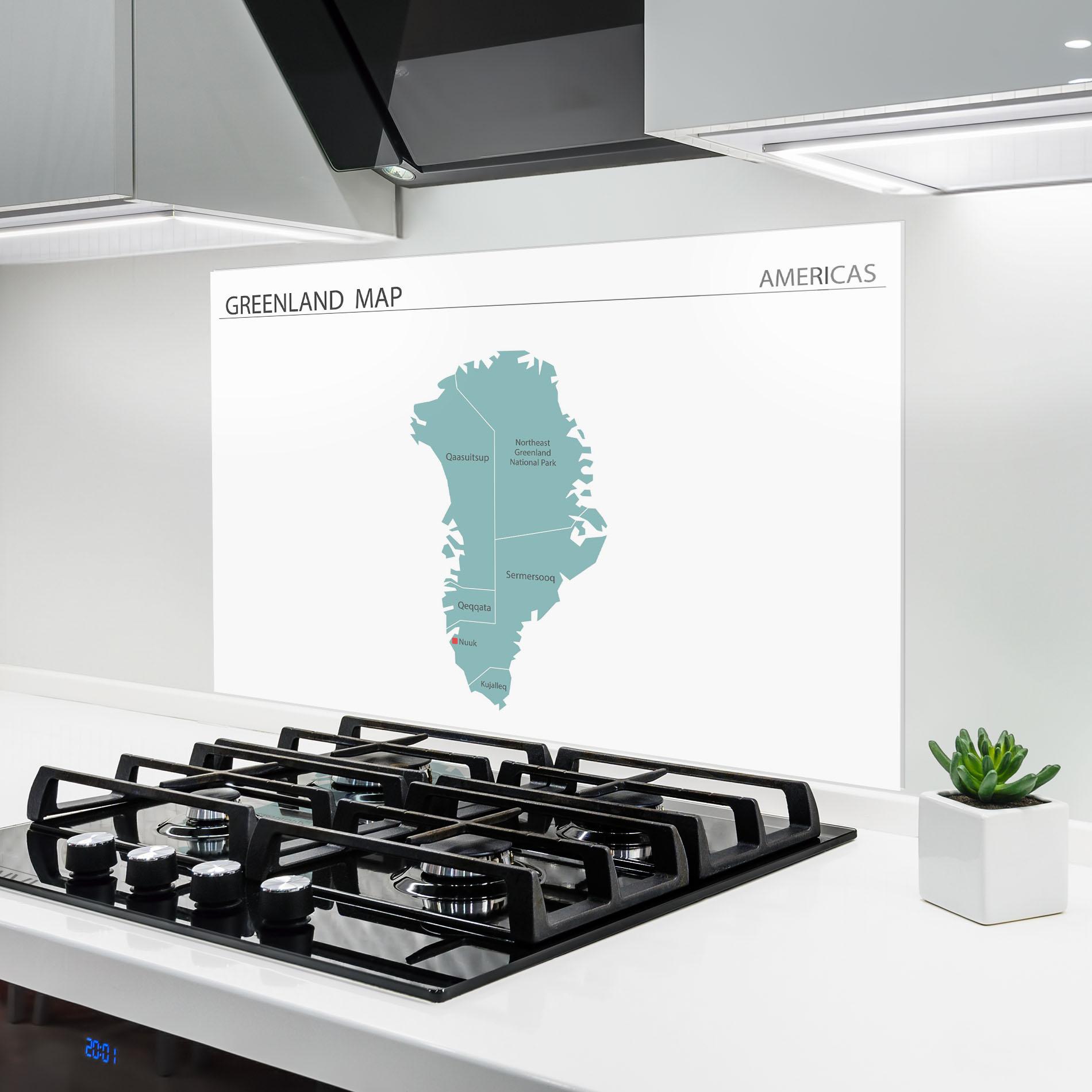 Panel Szklany do Kuchni Greenland Map mockup 6