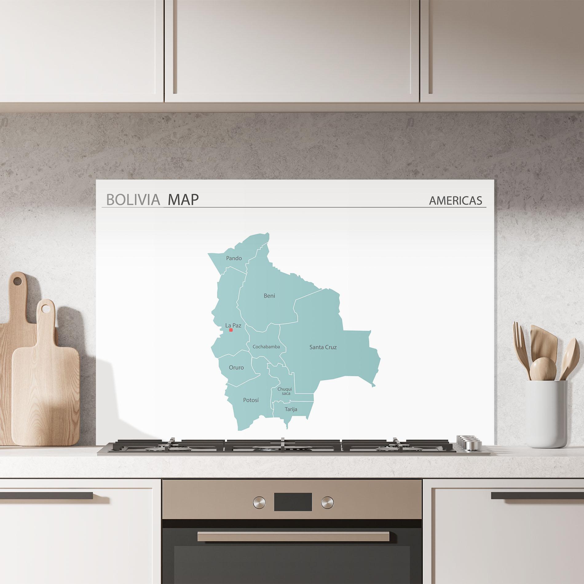 Panel Szklany do Kuchni Bolivia Map mockup 7