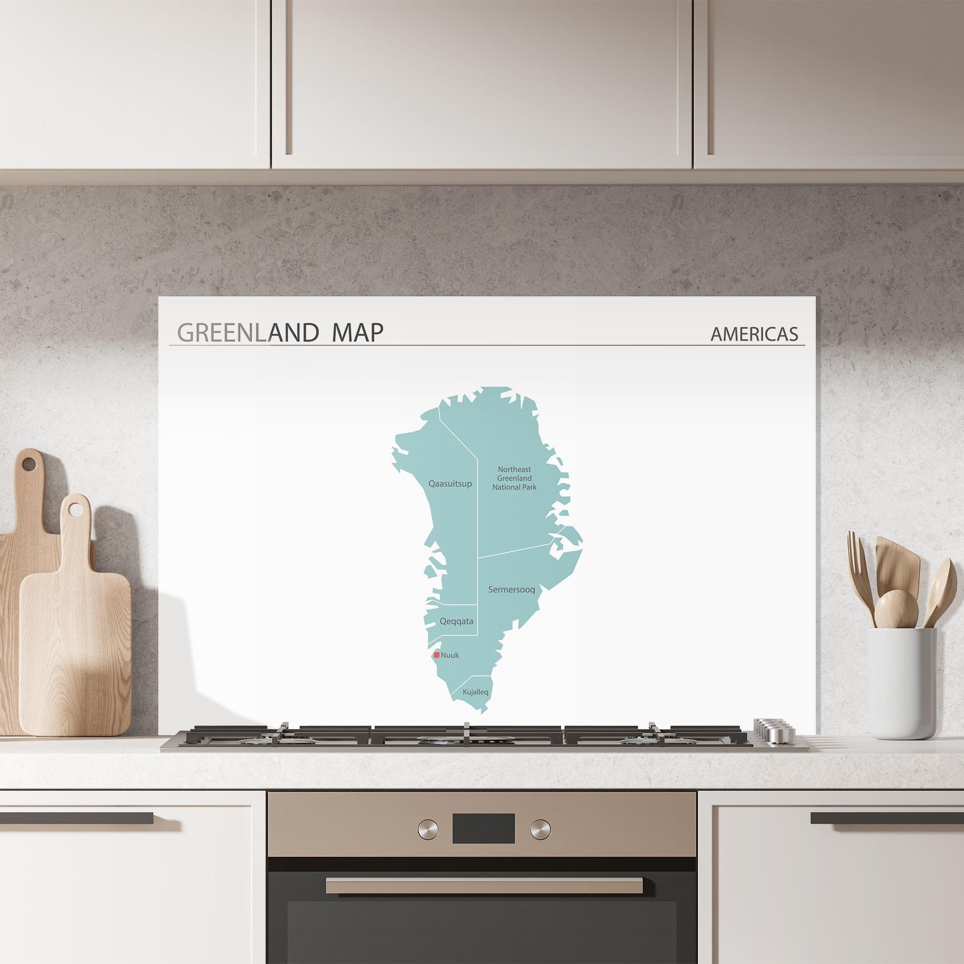 Panel Szklany do Kuchni Greenland Map mockup 7