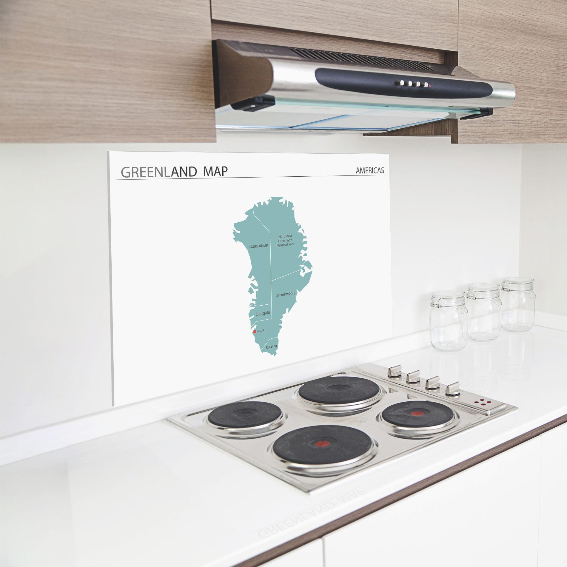Panel Szklany do Kuchni Greenland Map mockup 8