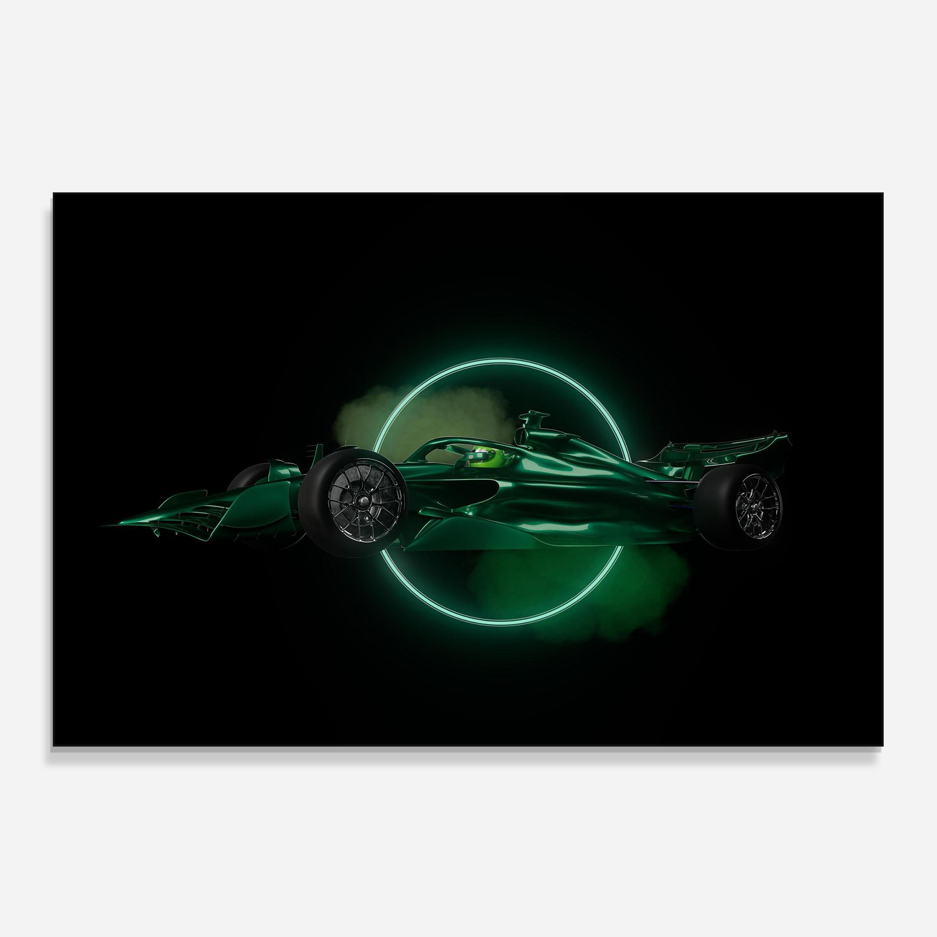 Panel Szklany do Kuchni Green Racing Car mockup 0