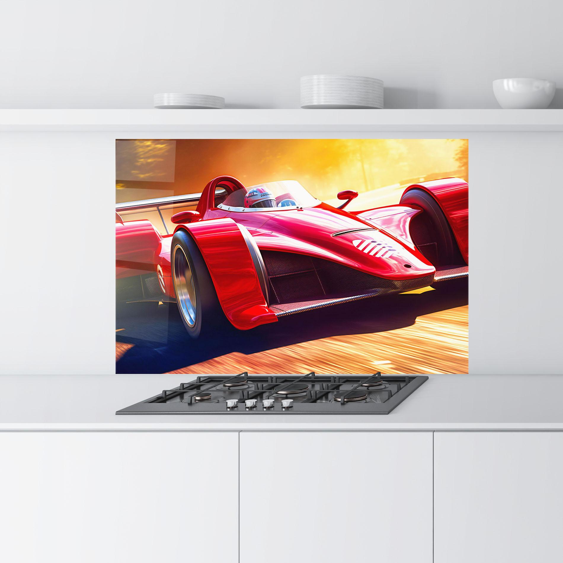 Panel Szklany do Kuchni Red Race Car mockup 9