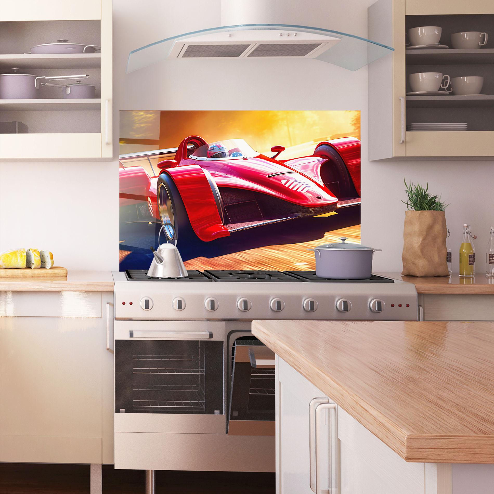 Panel Szklany do Kuchni Red Race Car mockup 1