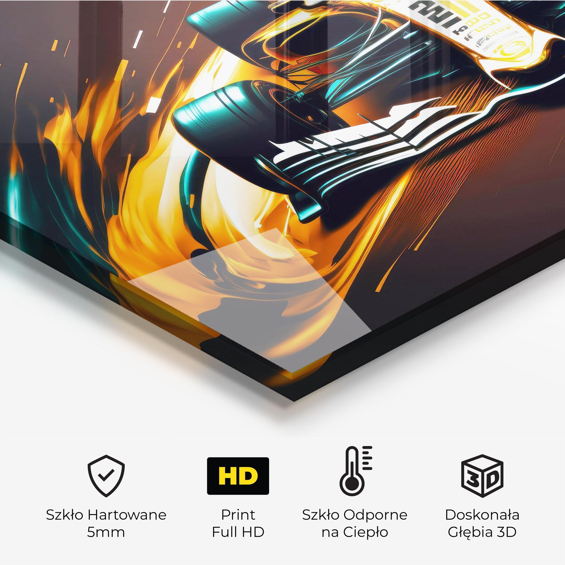 Panel Szklany do Kuchni Orange Racing Car mockup 2