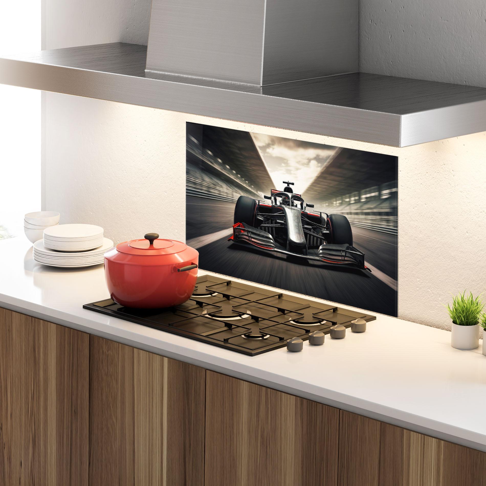 Panel Szklany do Kuchni Black Red F1 mockup 4