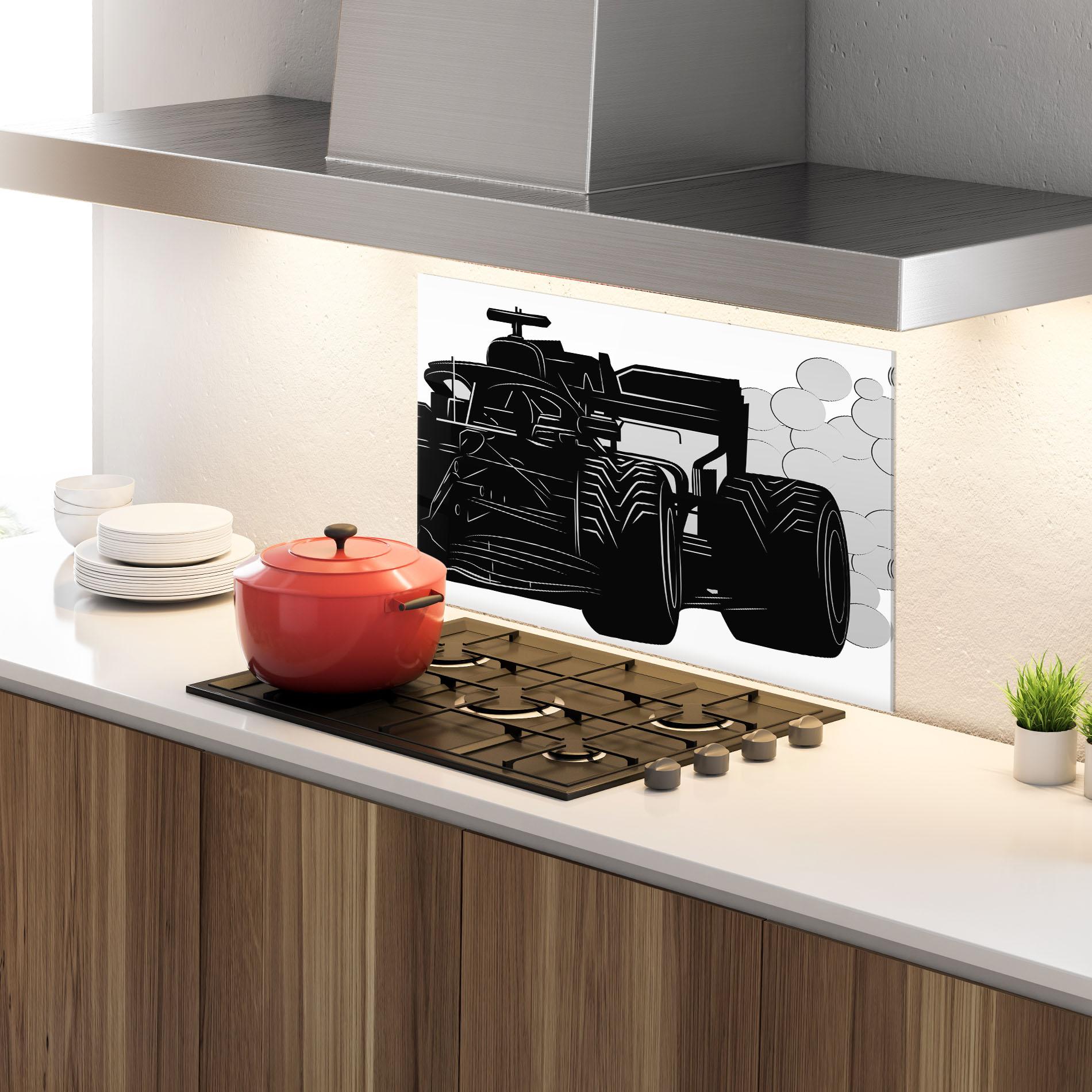 Panel Szklany do Kuchni Car F1 Smoke mockup 4