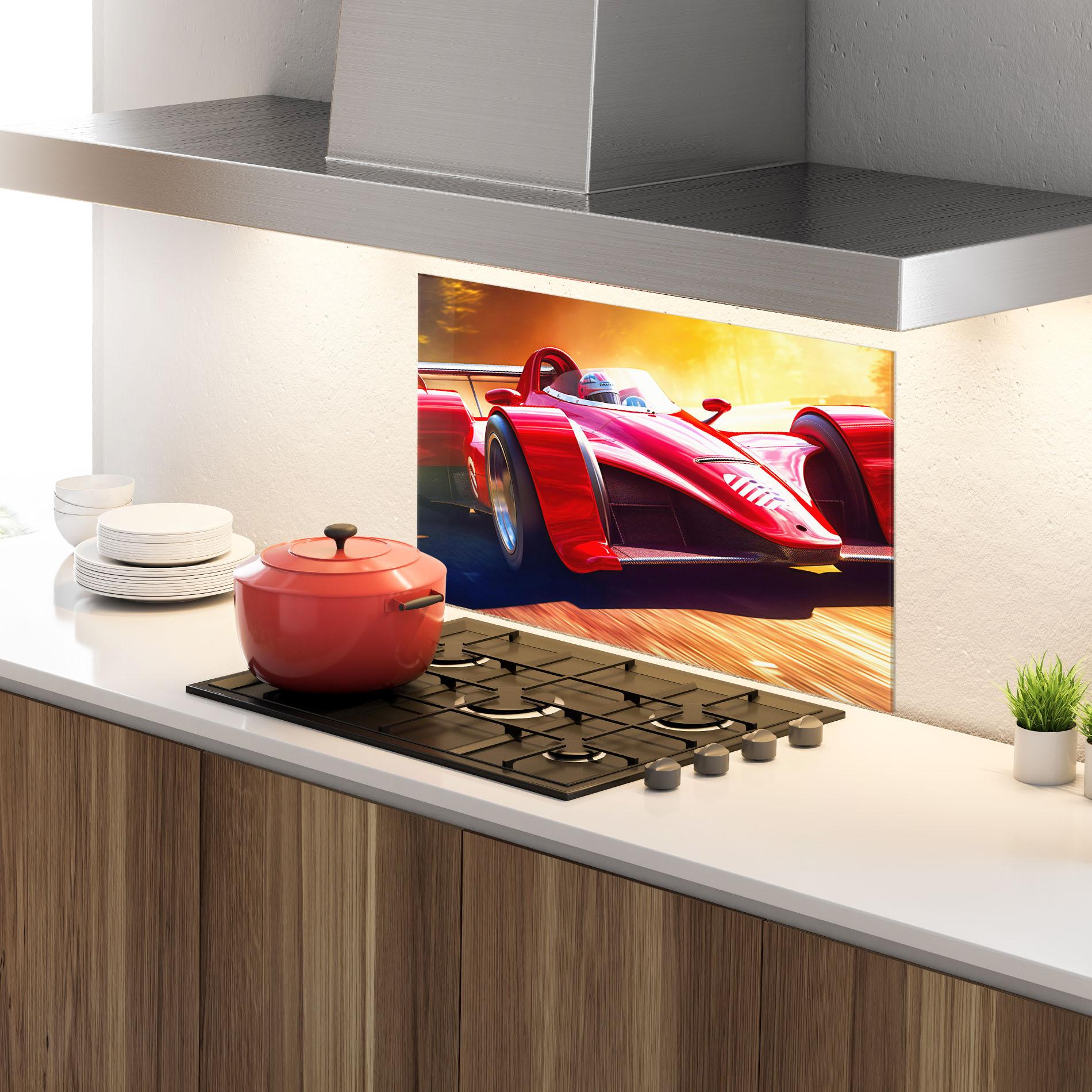 Panel Szklany do Kuchni Red Race Car mockup 4