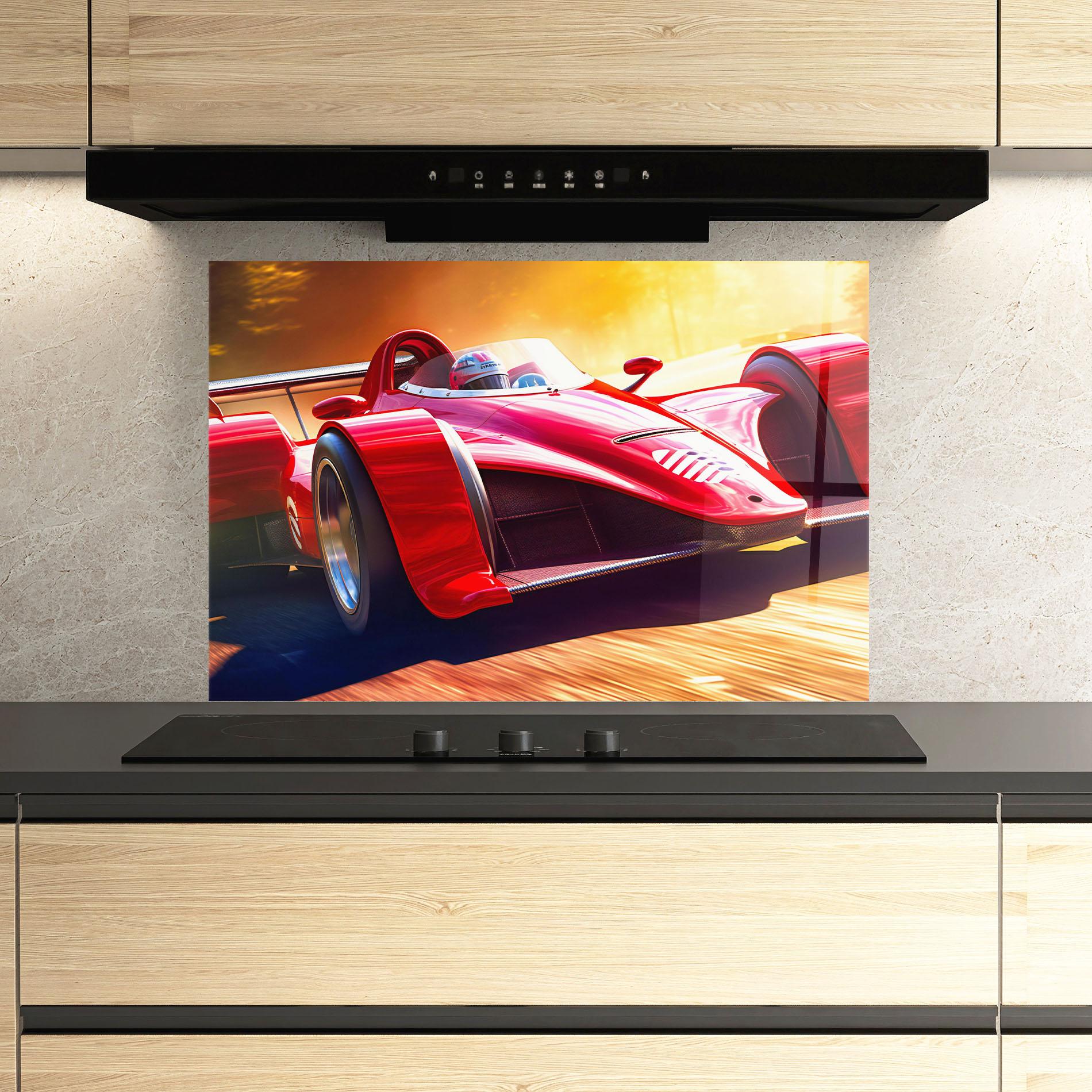 Panel Szklany do Kuchni Red Race Car mockup 3