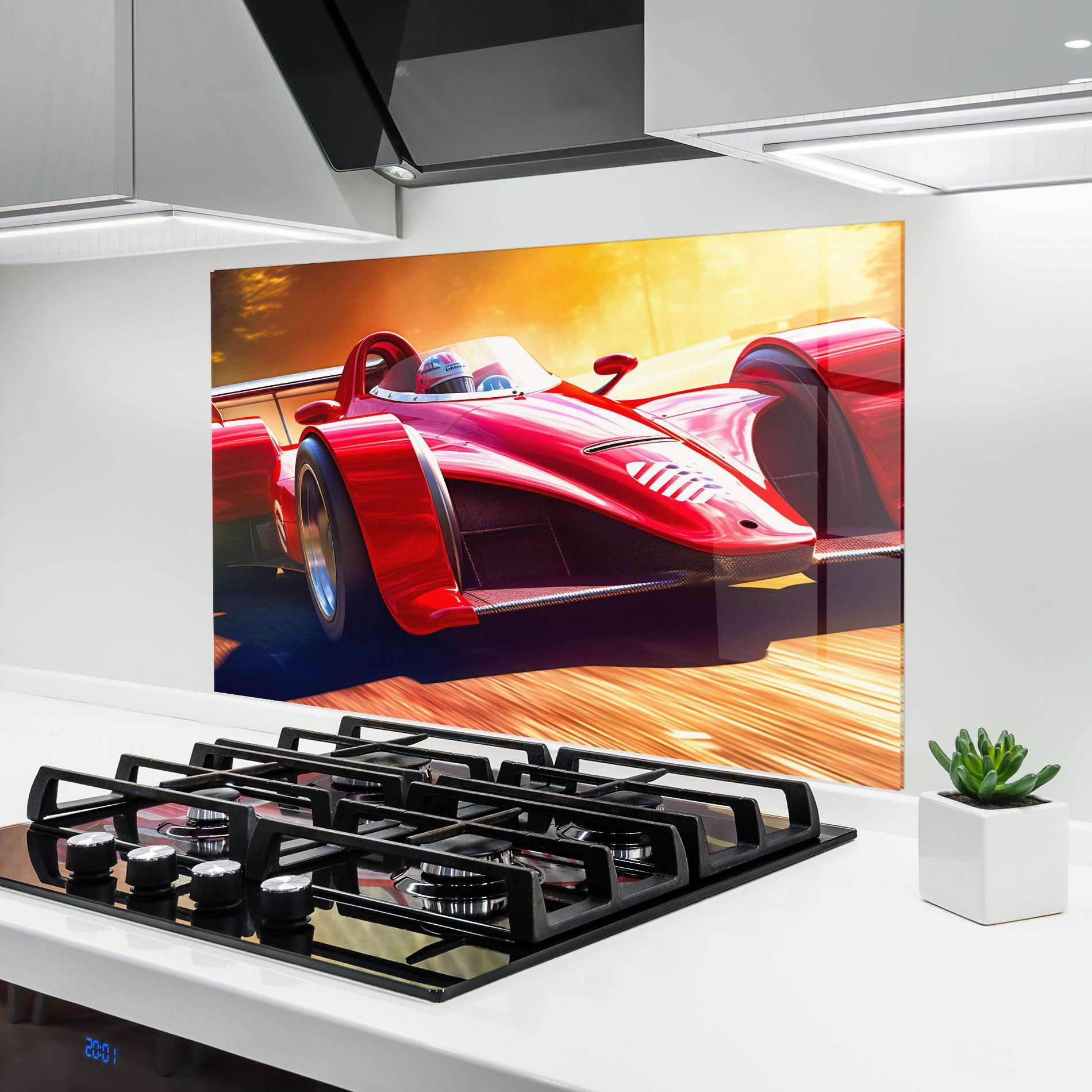 Panel Szklany do Kuchni Red Race Car mockup 6