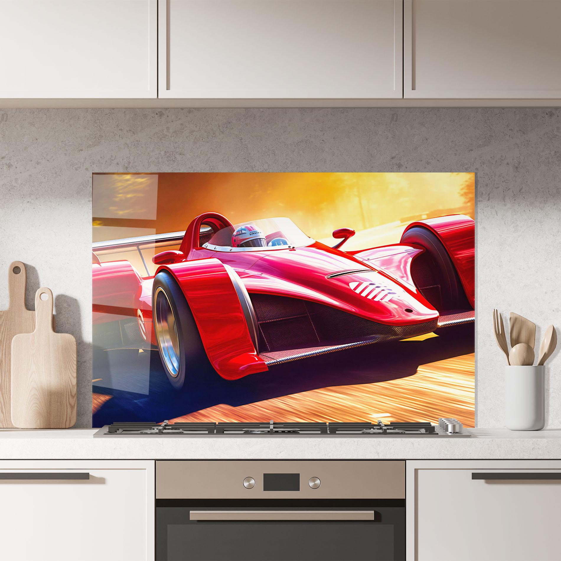Panel Szklany do Kuchni Red Race Car mockup 7