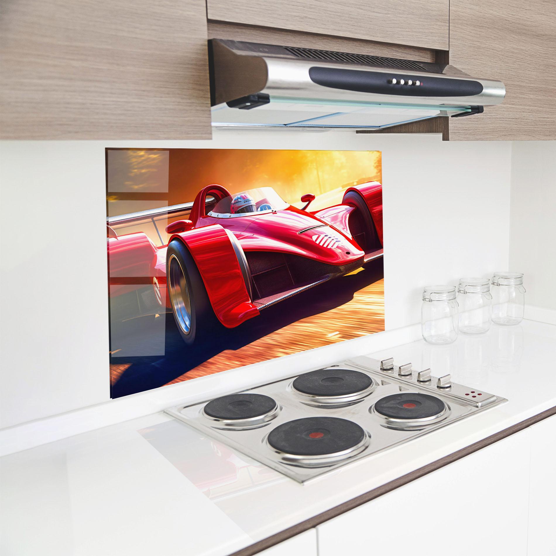 Panel Szklany do Kuchni Red Race Car mockup 8
