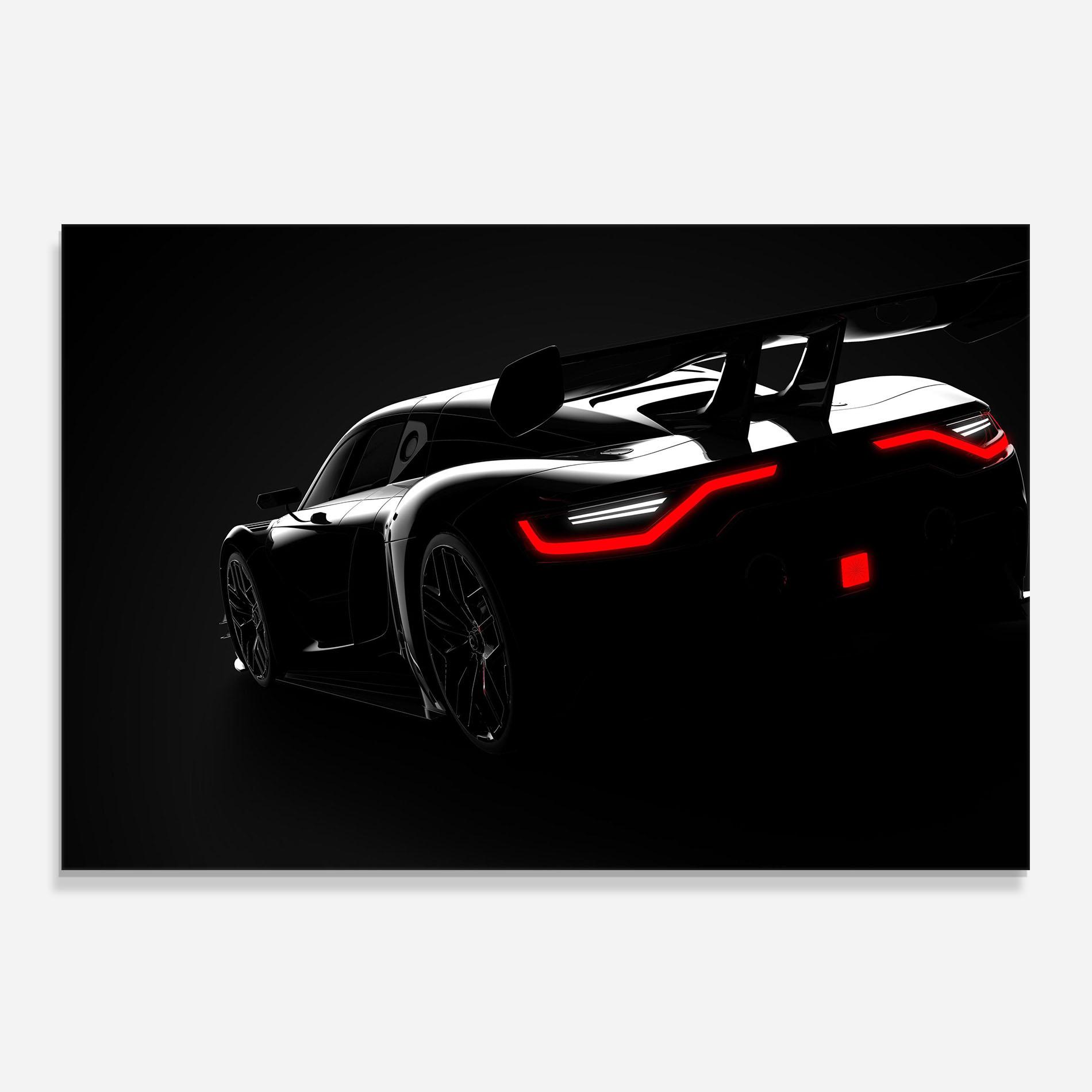 Panel Szklany do Kuchni Black Hypercar Car mockup 0