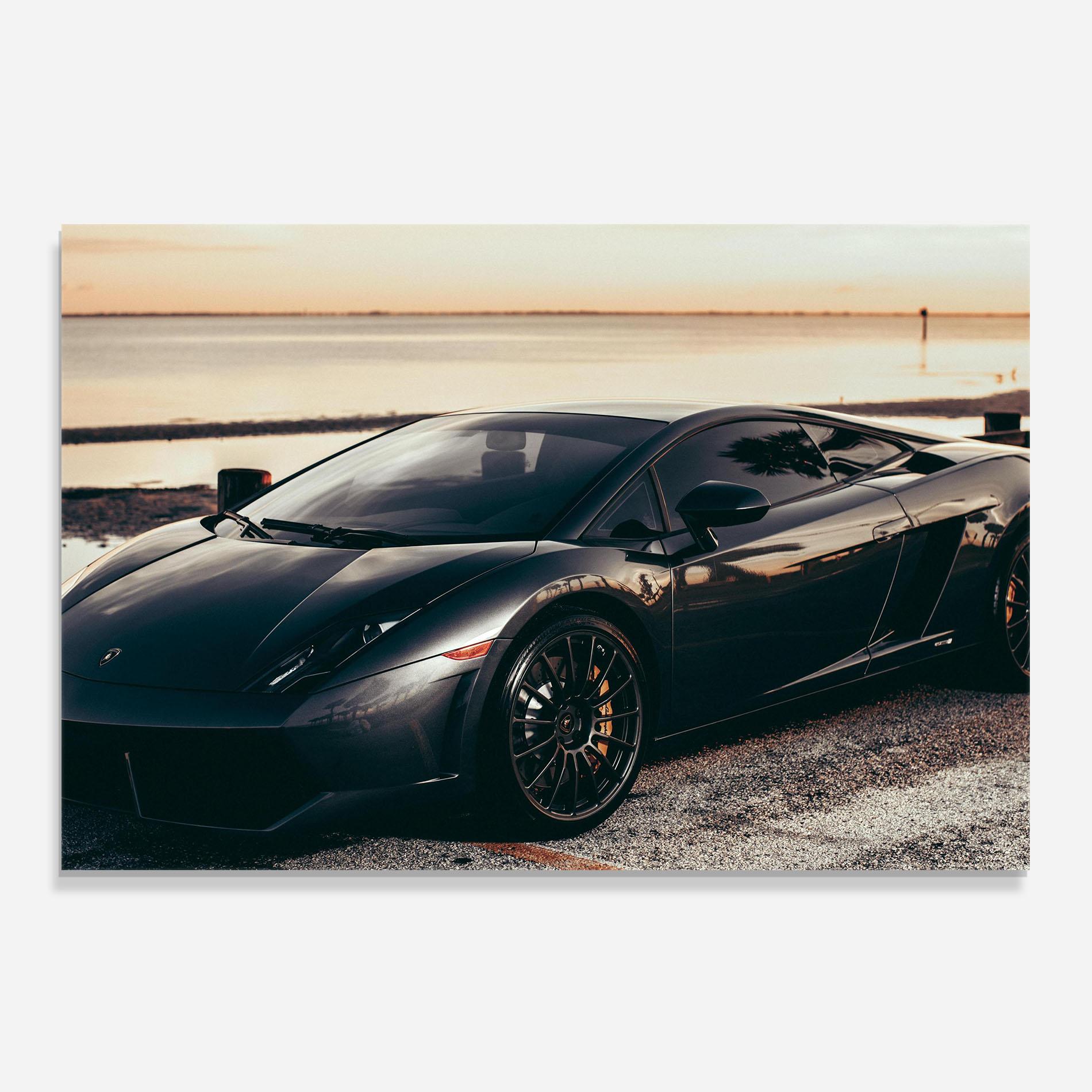Panel Szklany do Kuchni Black Lambo Sea mockup 0