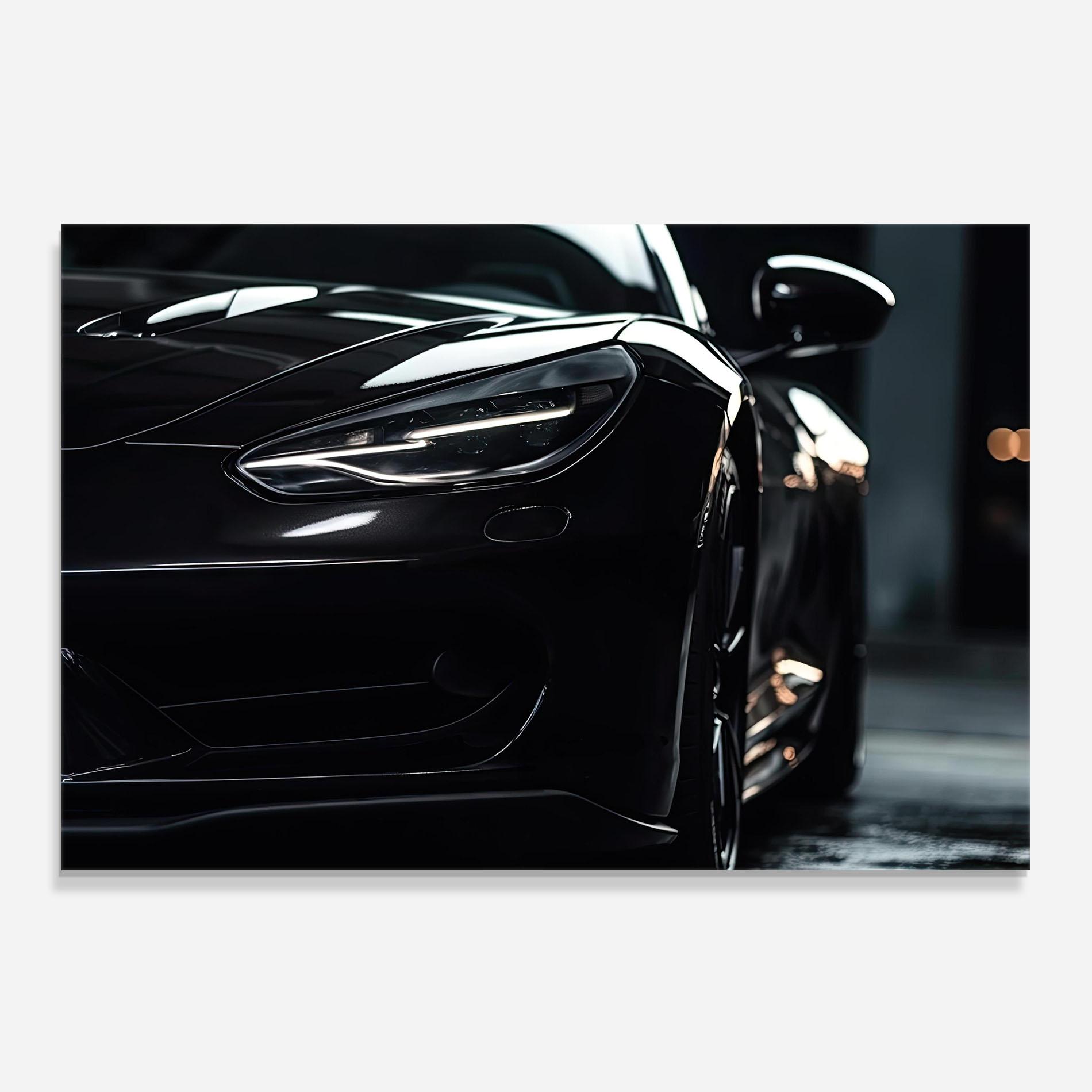 Panel Szklany do Kuchni Black Sports Car mockup 0