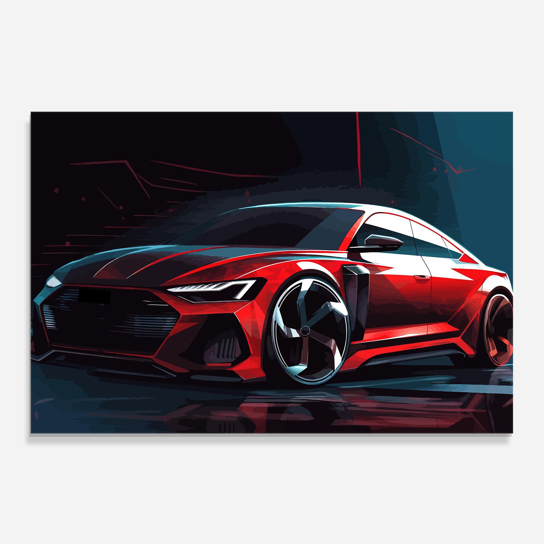 Panel Szklany do Kuchni Red Blue Sport Car mockup 0