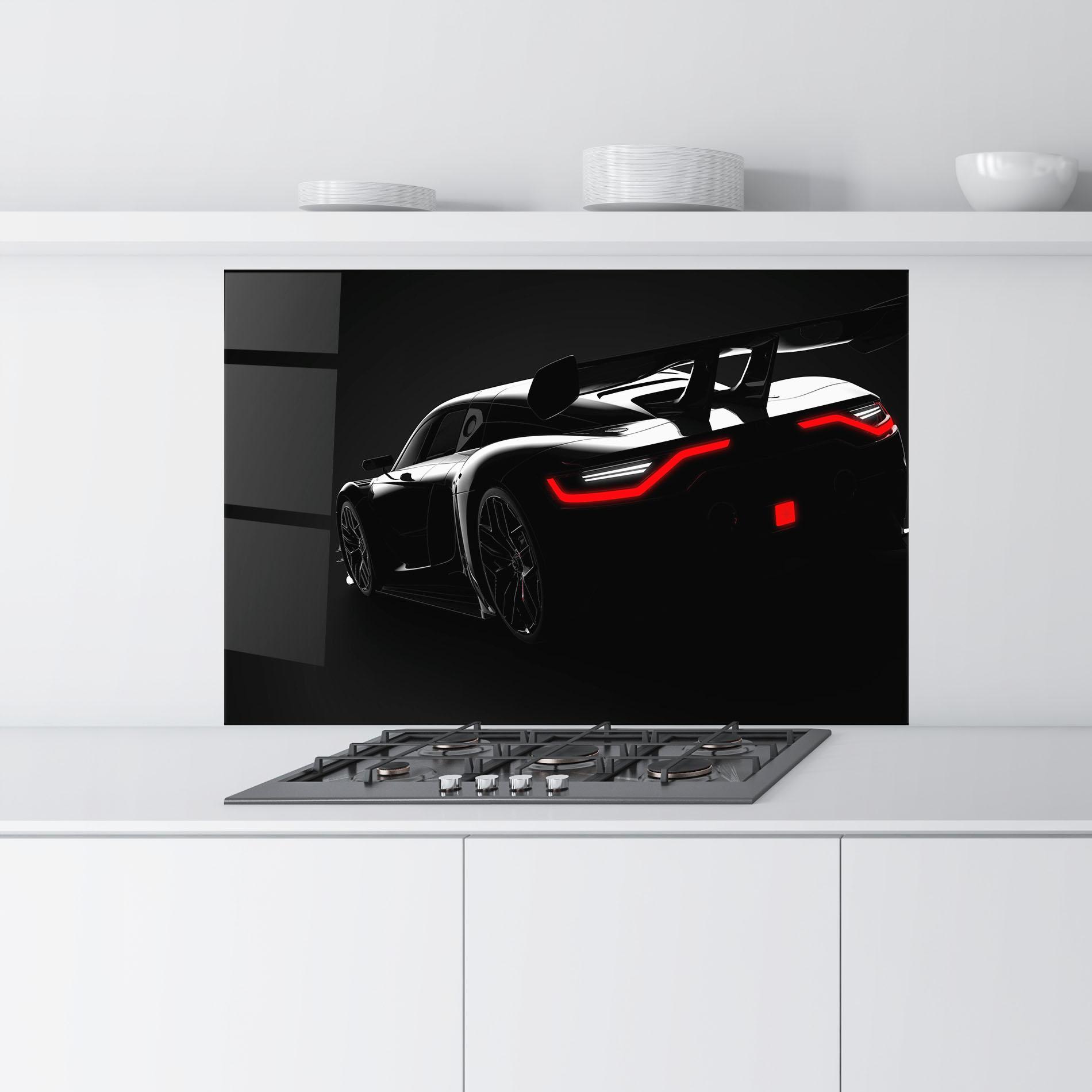 Panel Szklany do Kuchni Black Hypercar Car mockup 9