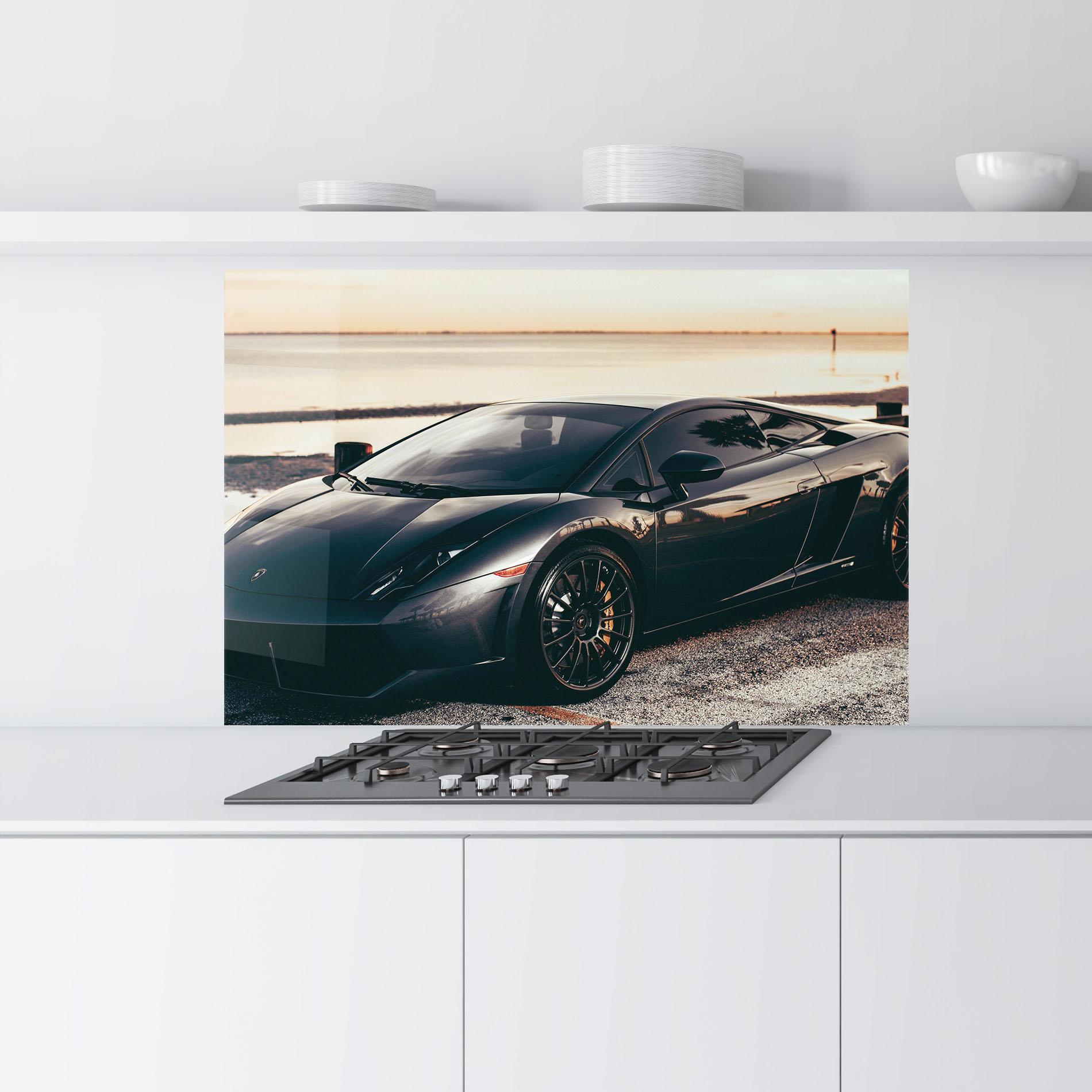 Panel Szklany do Kuchni Black Lambo Sea mockup 9