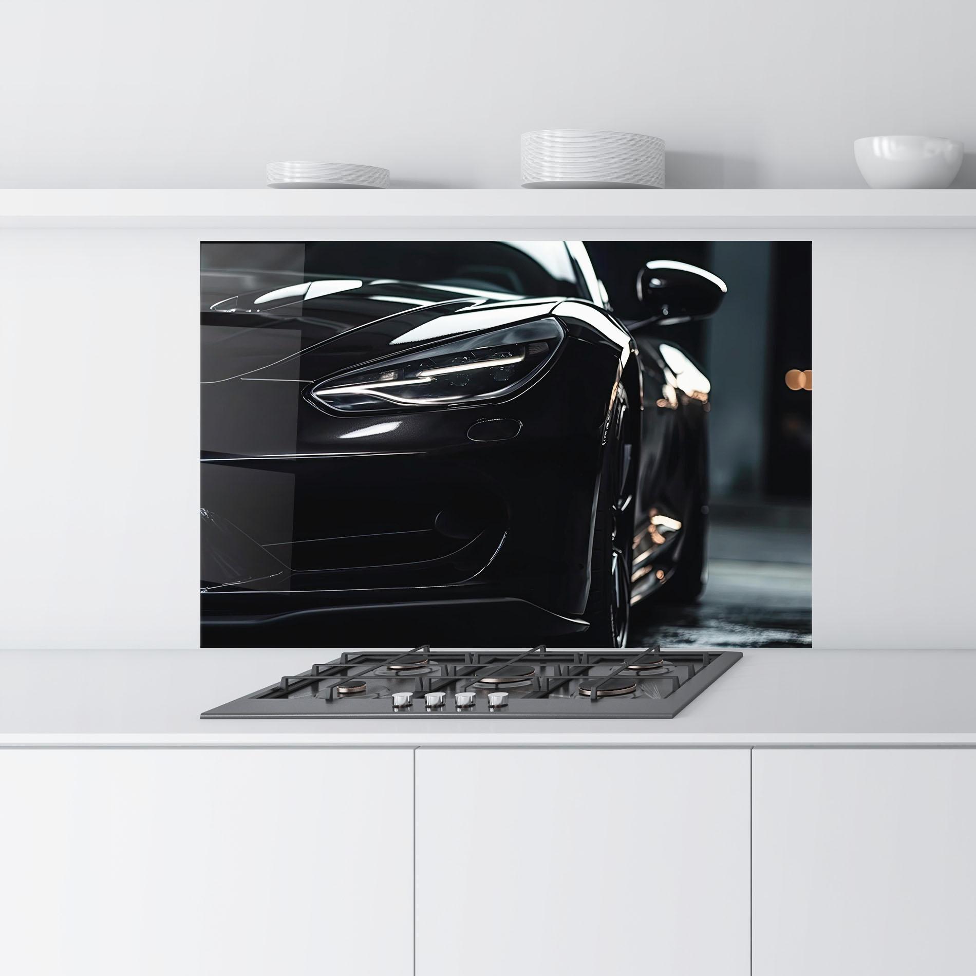 Panel Szklany do Kuchni Black Sports Car mockup 9