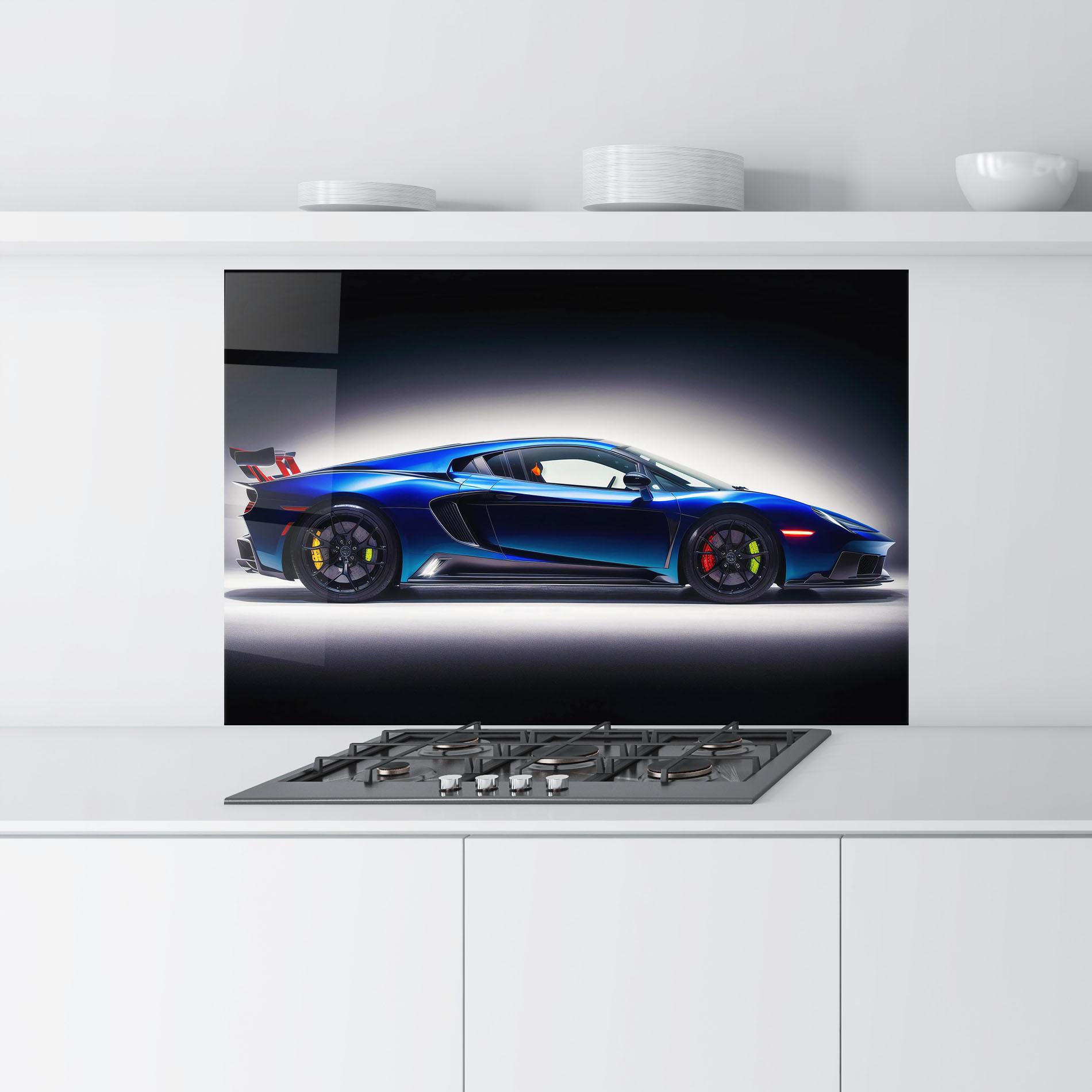 Panel Szklany do Kuchni Blue Hypercar Side mockup 9