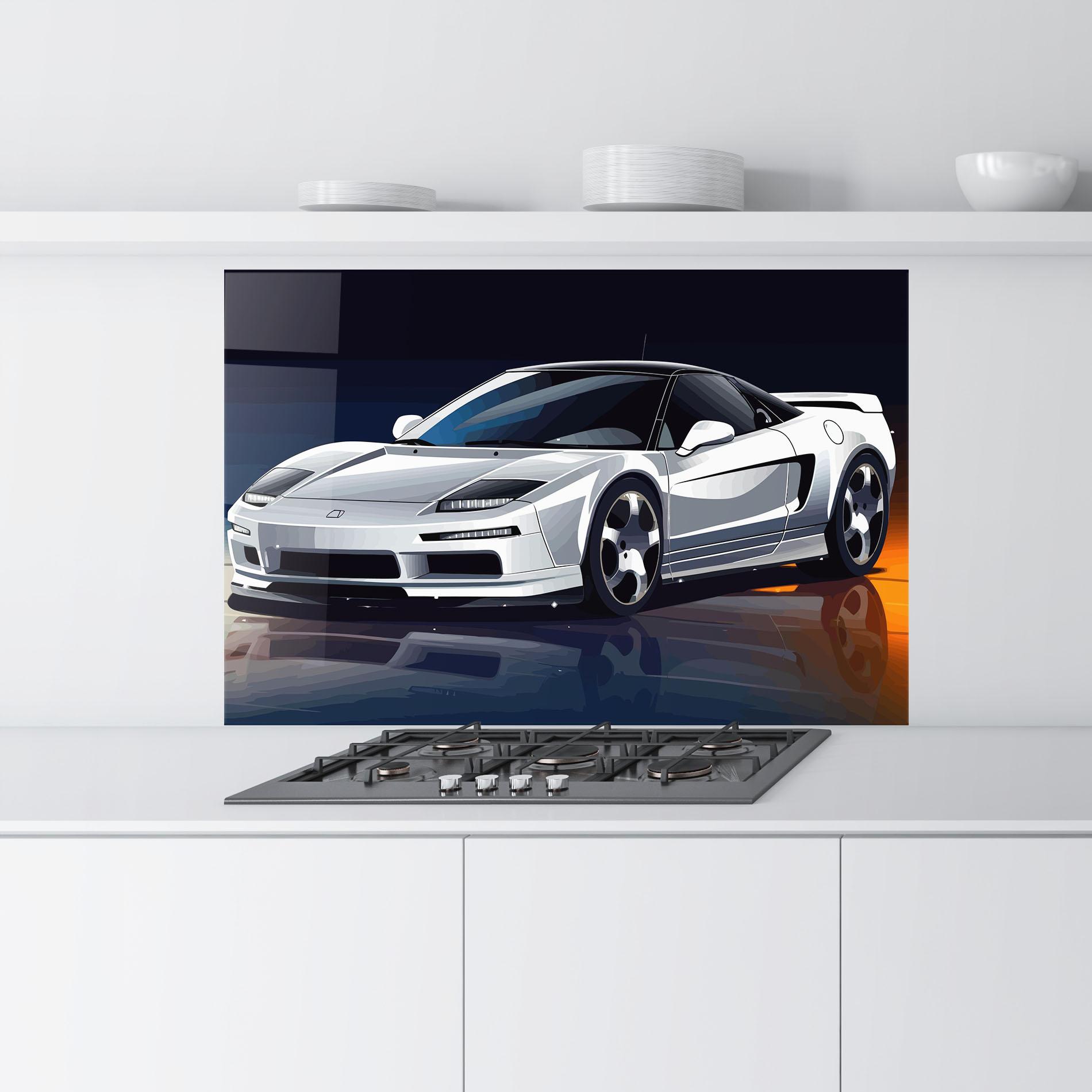 Panel Szklany do Kuchni Cool White Car mockup 9