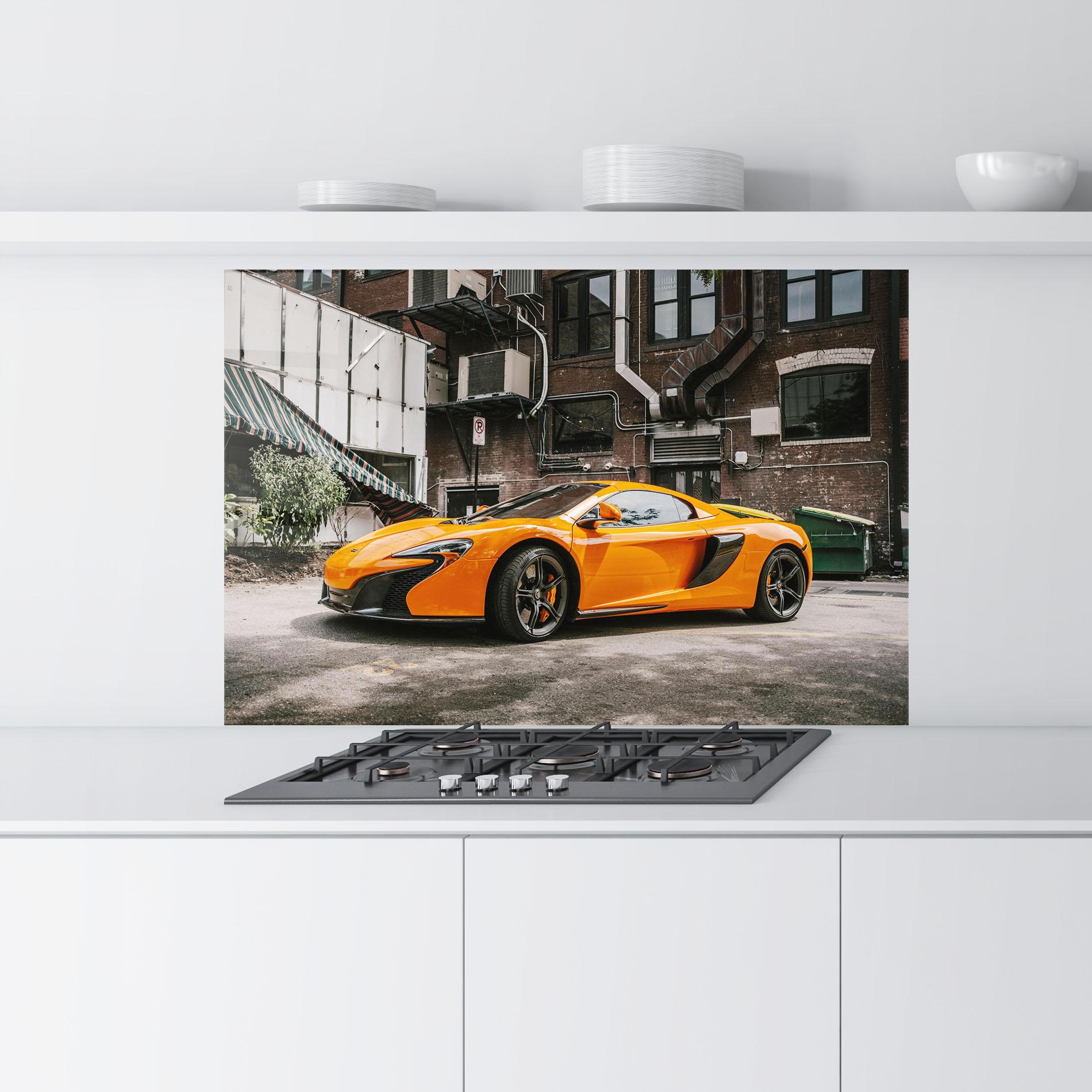 Panel Szklany do Kuchni Orange Mclaren Photo mockup 9