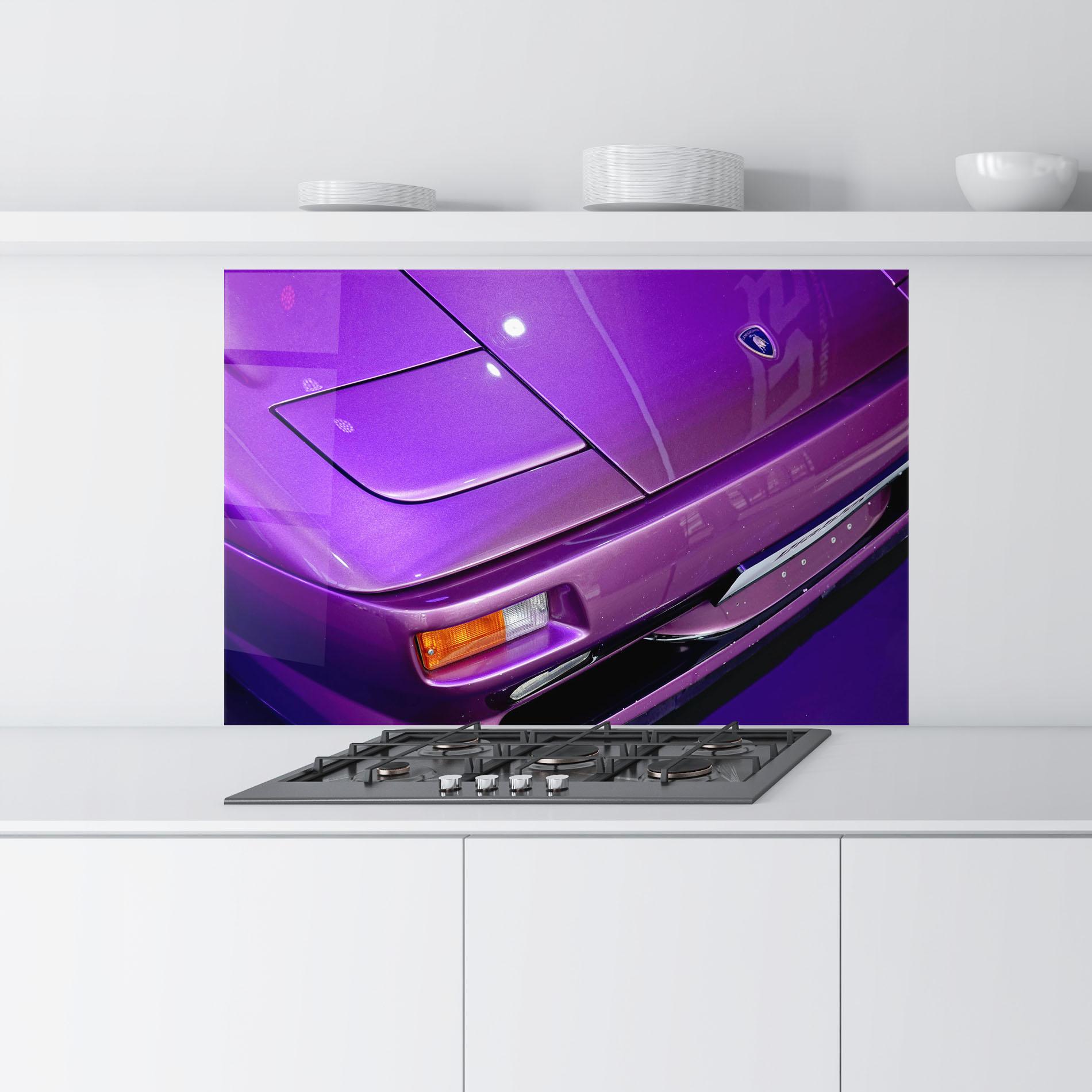 Panel Szklany do Kuchni Purple Lambo Headlight mockup 9