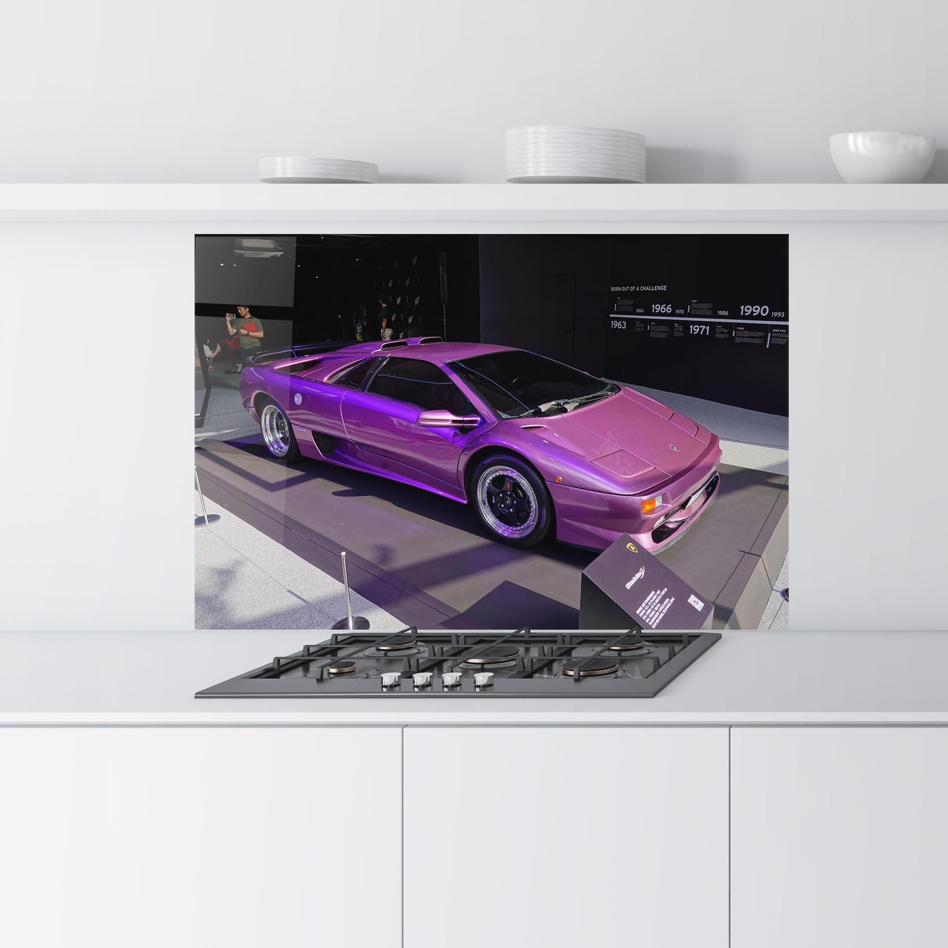 Panel Szklany do Kuchni Purple Lambo mockup 9