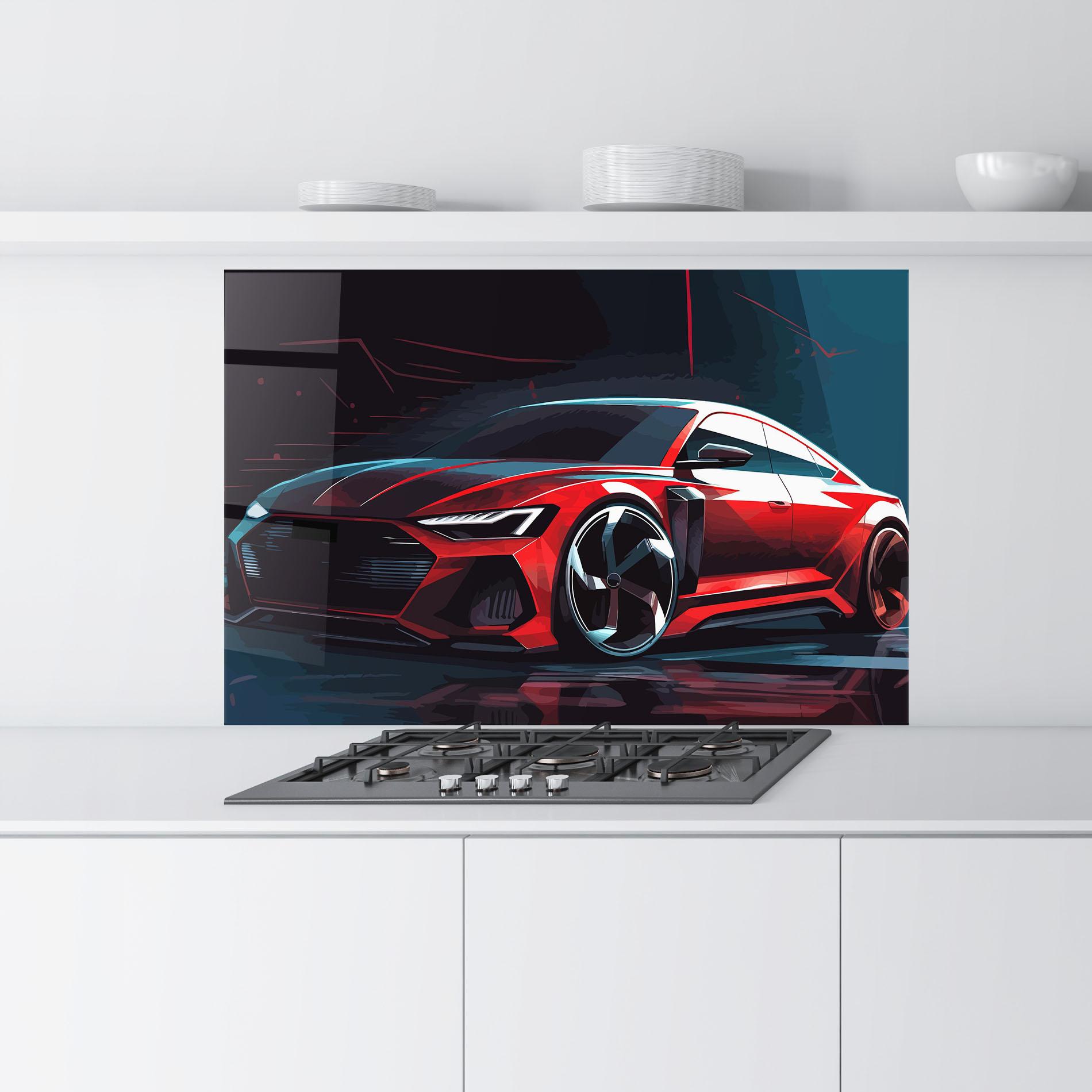 Panel Szklany do Kuchni Red Blue Sport Car mockup 9