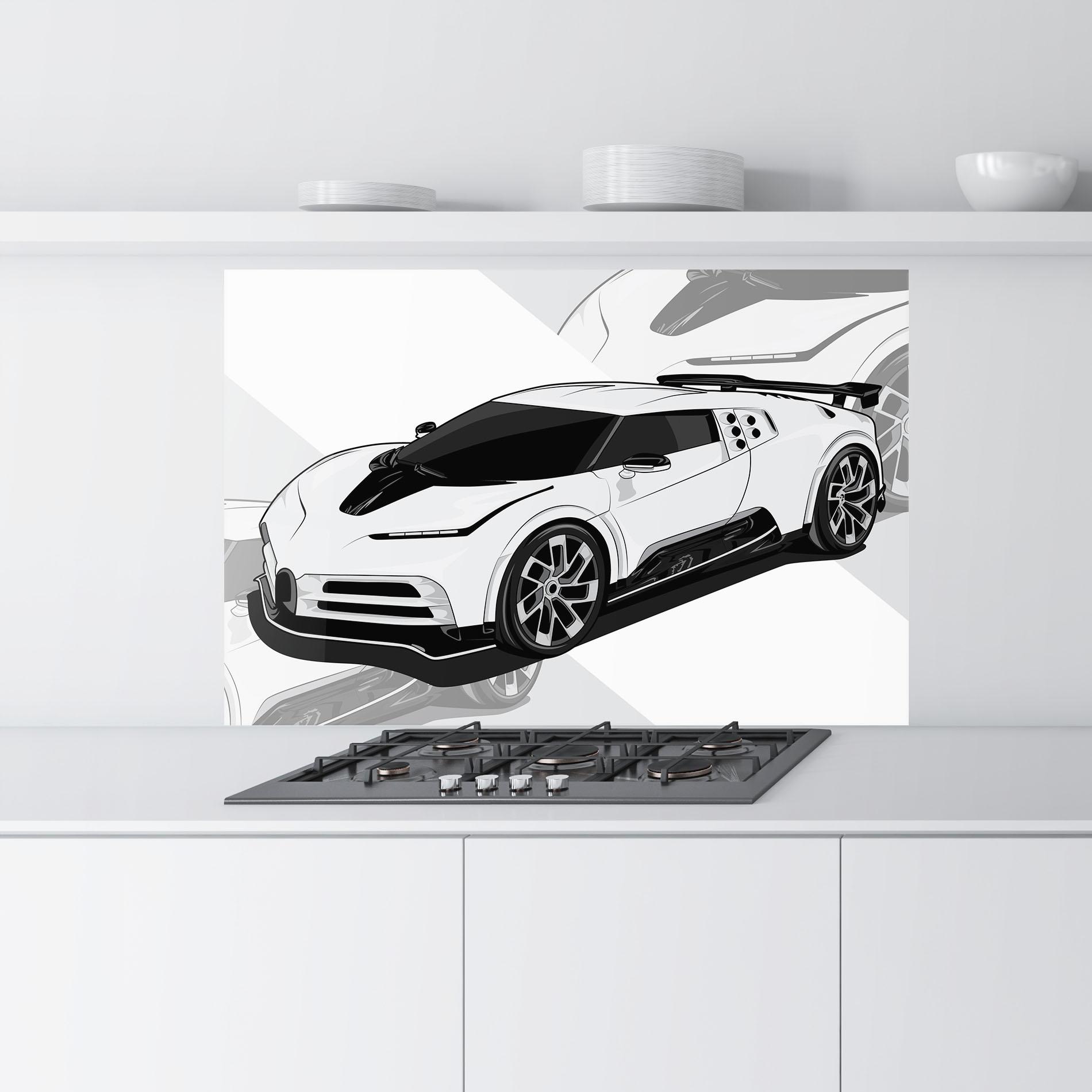 Panel Szklany do Kuchni Sport White Car mockup 9