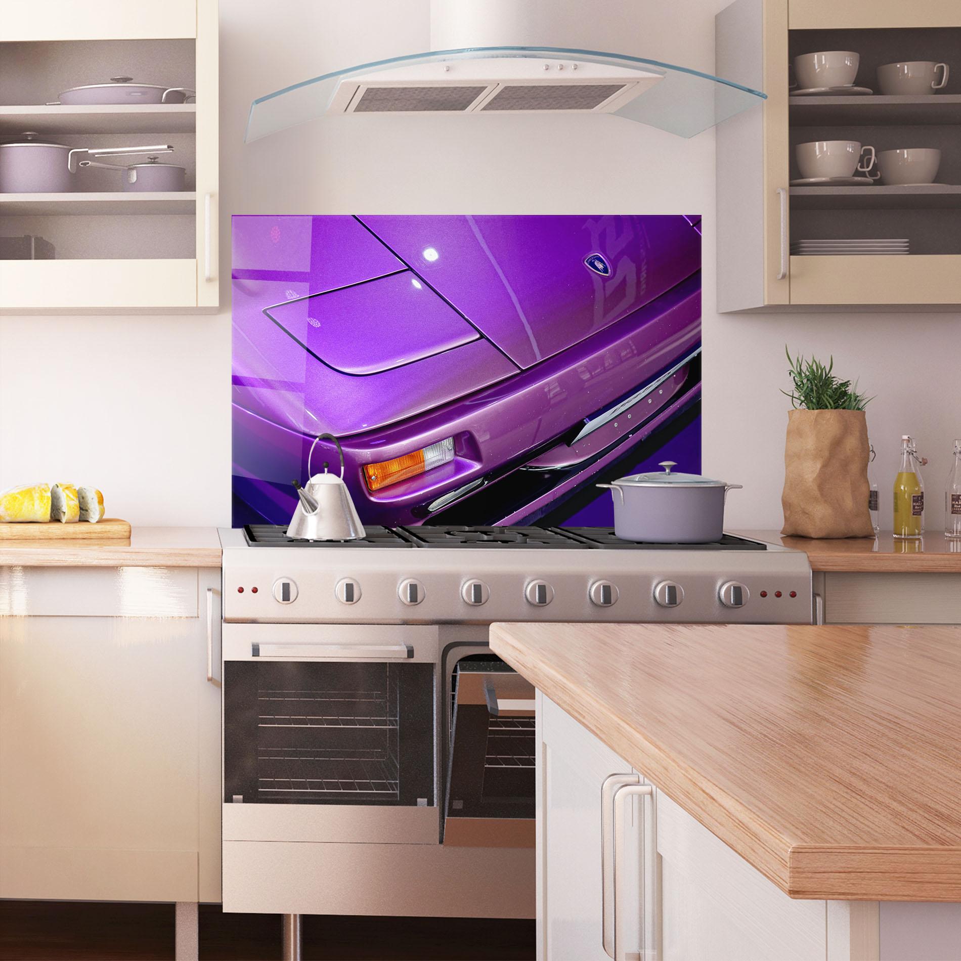 Panel Szklany do Kuchni Purple Lambo Headlight mockup 1