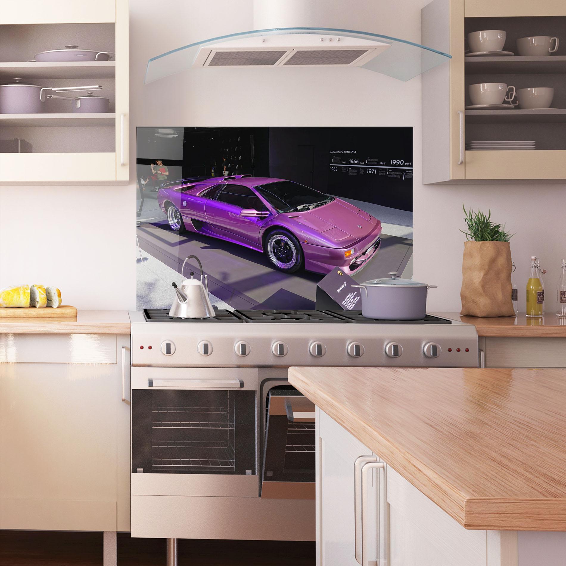 Panel Szklany do Kuchni Purple Lambo mockup 1