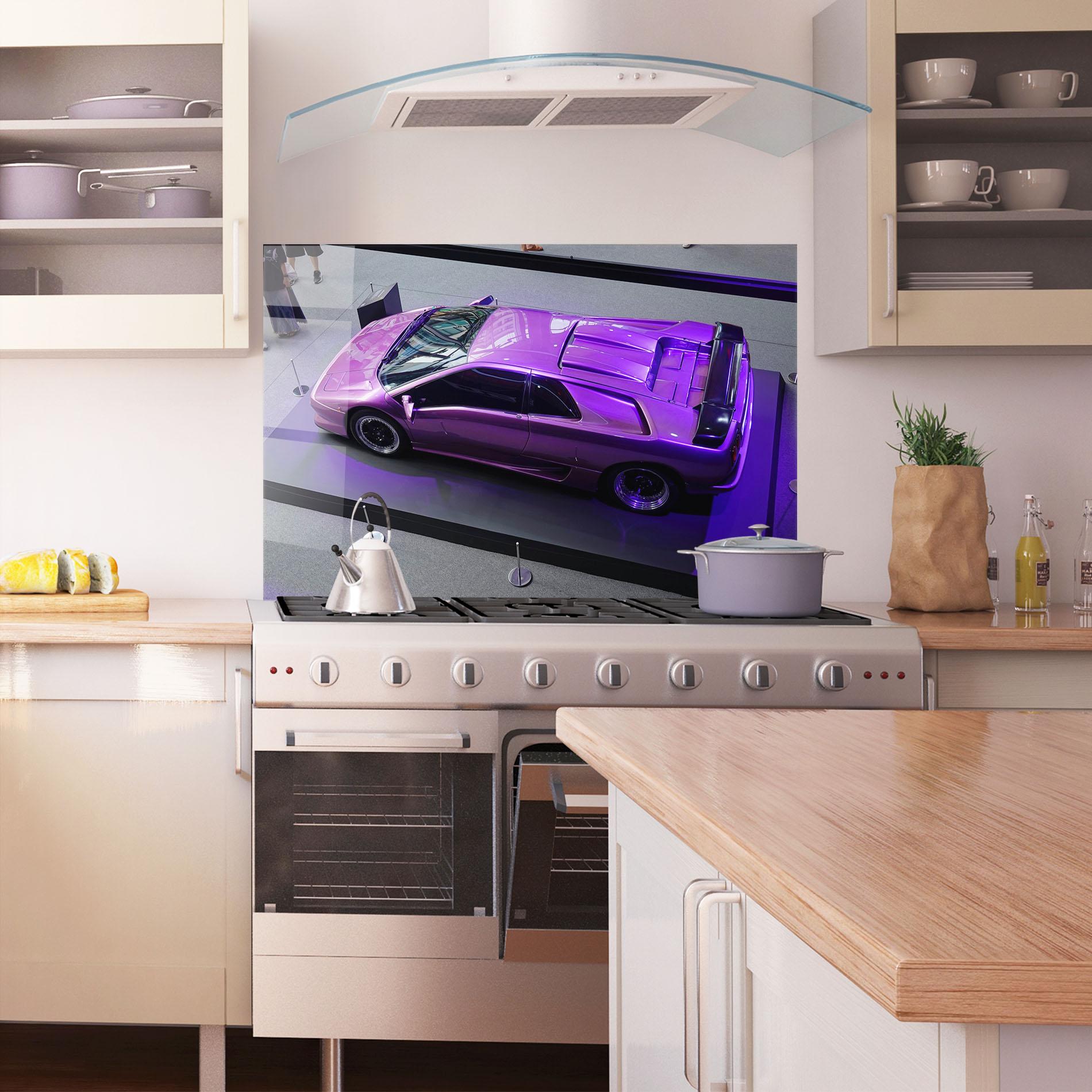 Panel Szklany do Kuchni Purple Old Lambo mockup 1