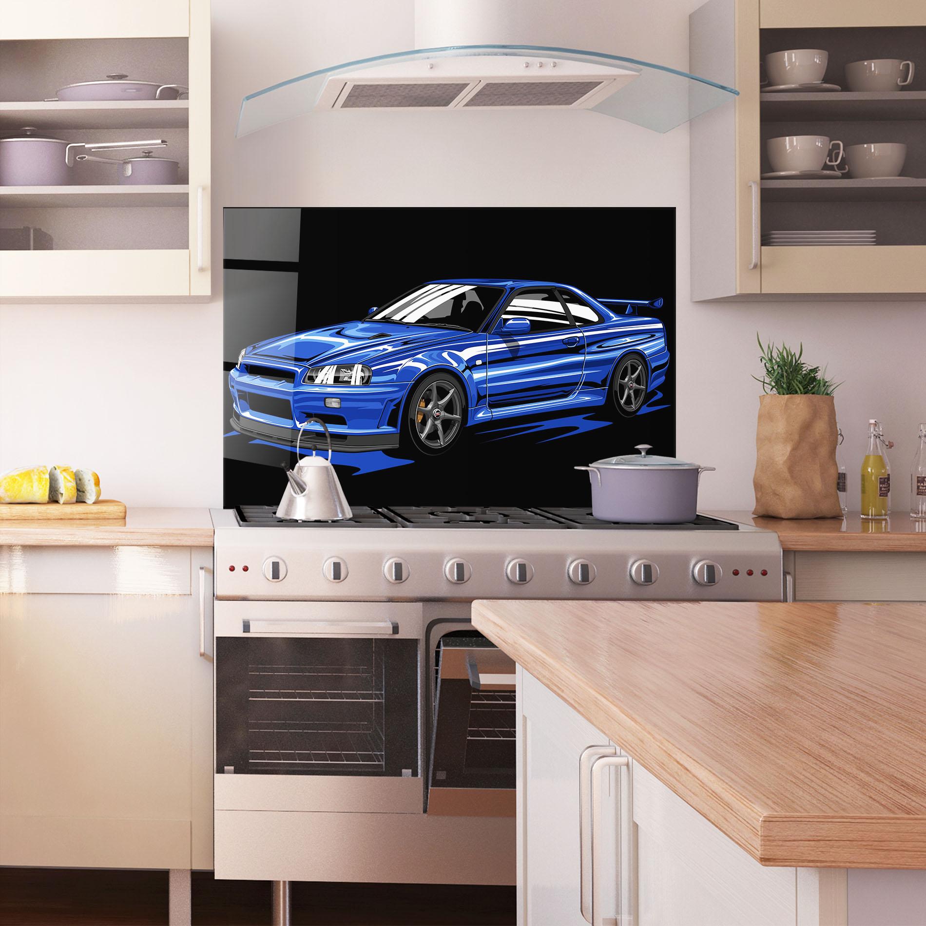 Panel Szklany do Kuchni Sport Blue Car mockup 1