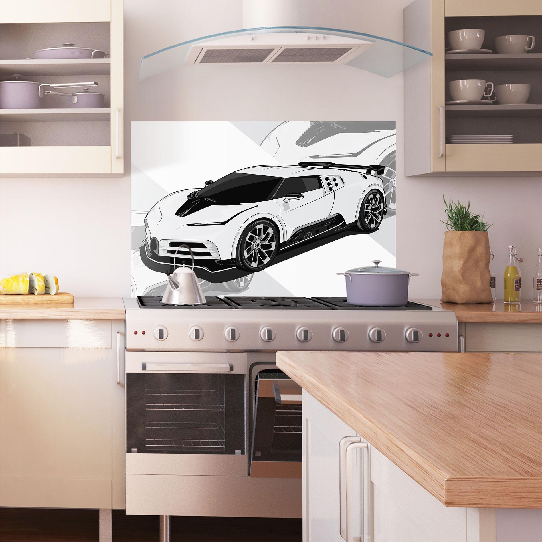 Panel Szklany do Kuchni Sport White Car mockup 1