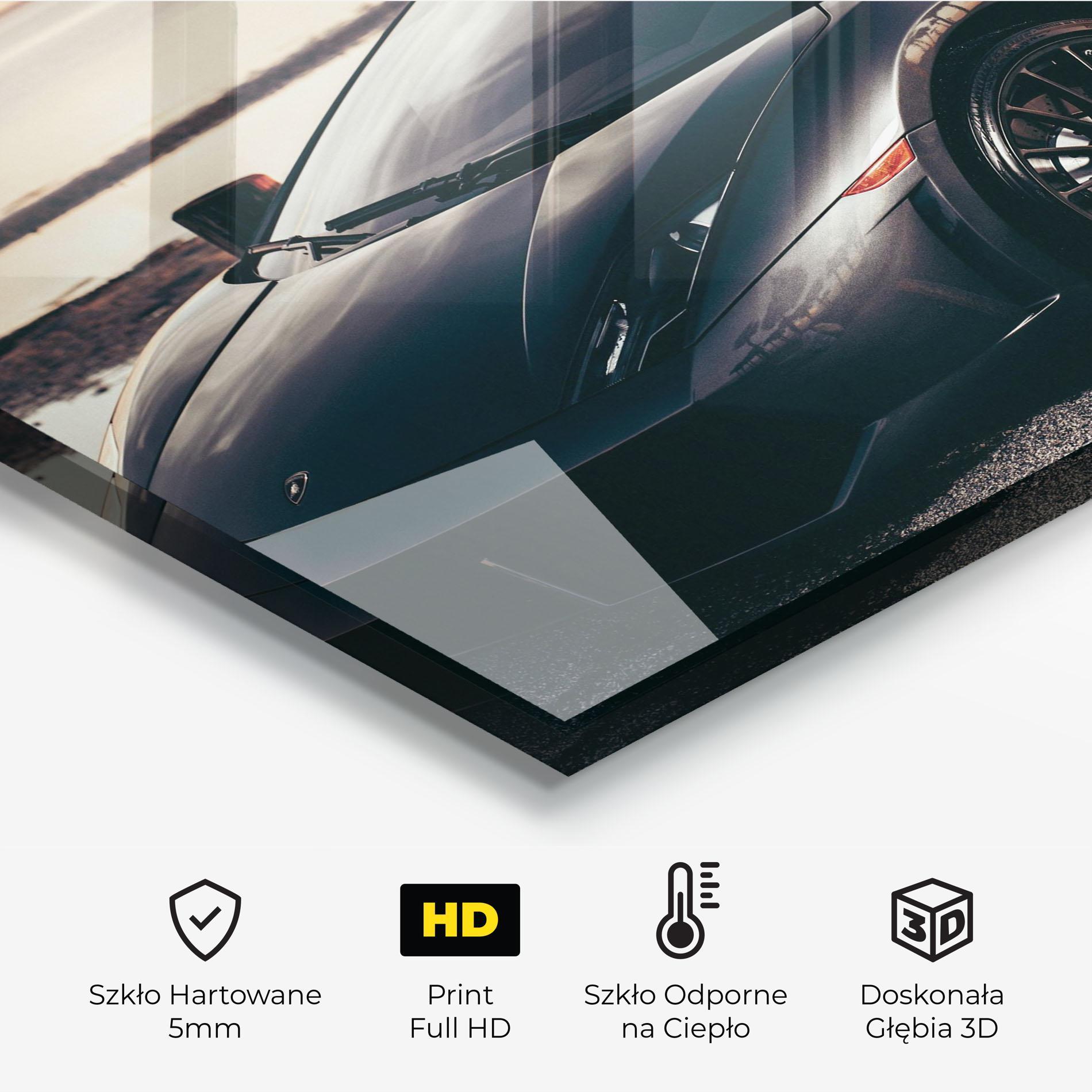Panel Szklany do Kuchni Black Lambo Sea mockup 2