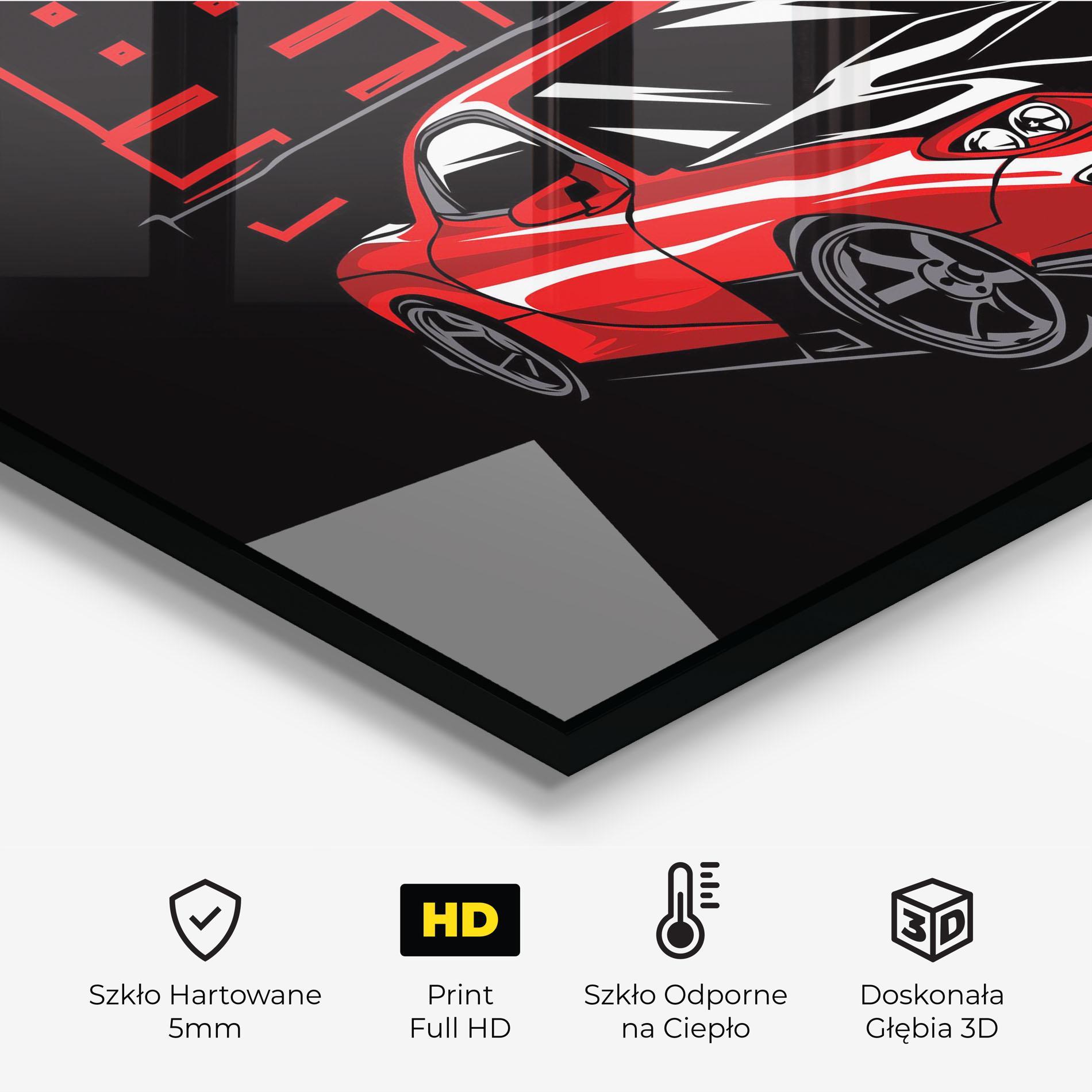 Panel Szklany do Kuchni Red Black Car mockup 2