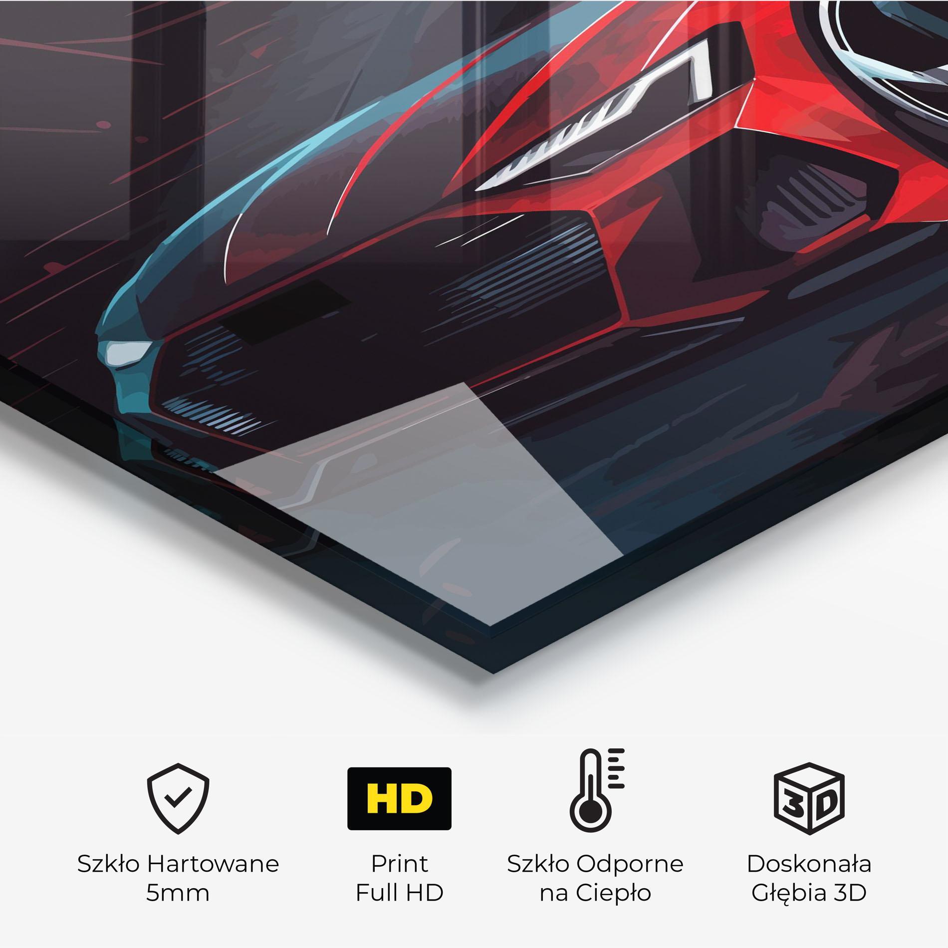 Panel Szklany do Kuchni Red Blue Sport Car mockup 2