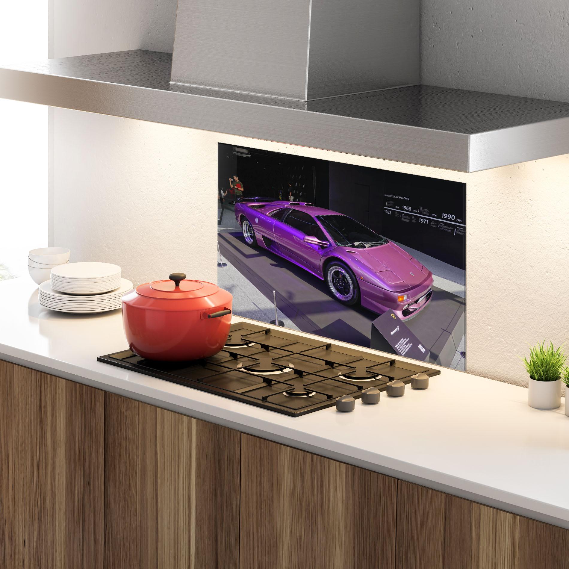 Panel Szklany do Kuchni Purple Lambo mockup 4